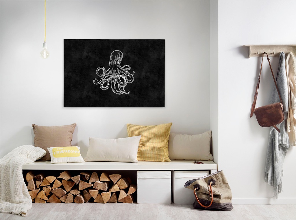 A.S. Création Leinwandbild "blackboard 4", (1 St.), Schwarz-Weiß Octopus Ke günstig online kaufen