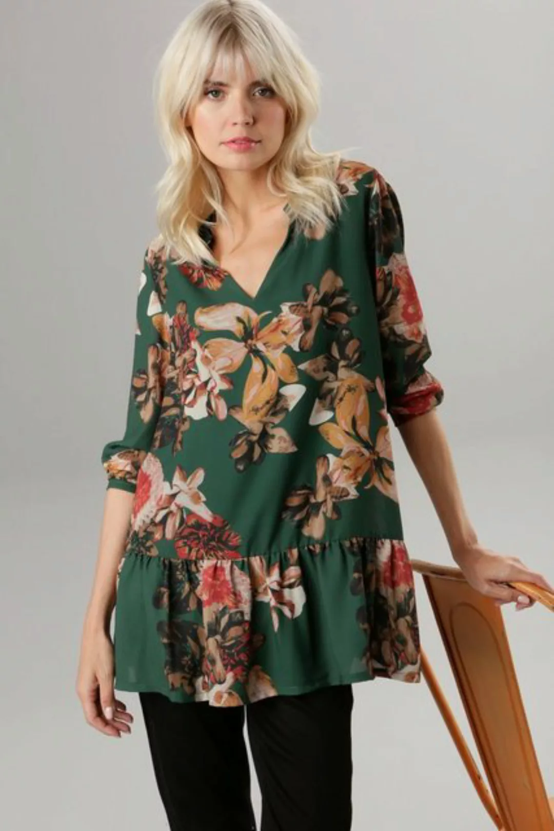 Aniston SELECTED Tunika, mit Volant und Blumendruck günstig online kaufen