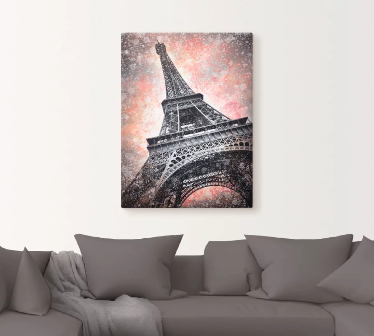 Artland Leinwandbild "Modern Art Eiffelturm", Gebäude, (1 St.), auf Keilrah günstig online kaufen