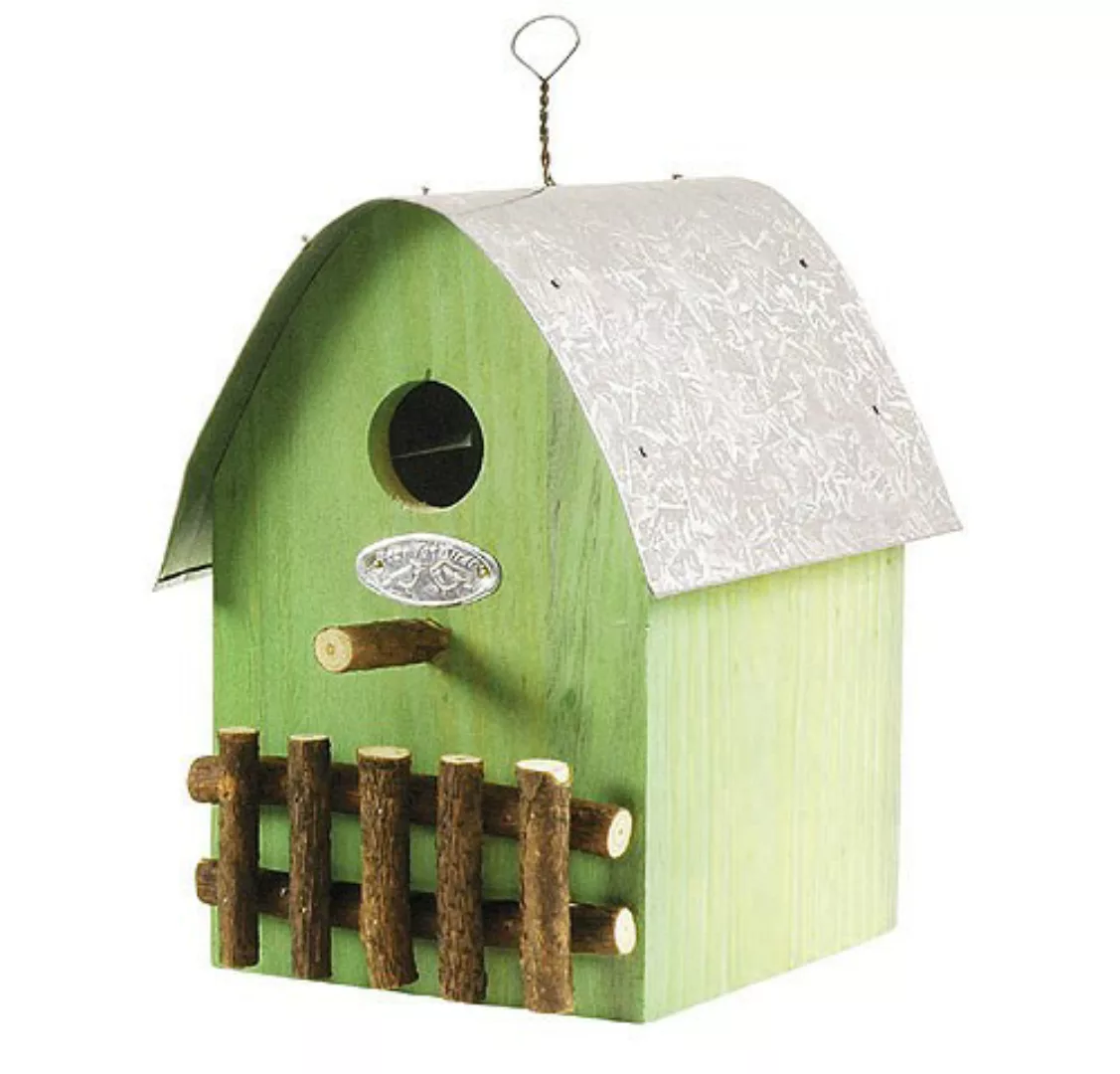 Vogelhaus Nistkasten Holz Grün Vogelfutterhaus 21cm günstig online kaufen