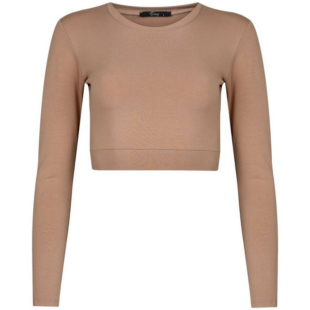 Evoni Crop-Top Damen Langarmshirt Baumwolle Bauchfrei günstig online kaufen