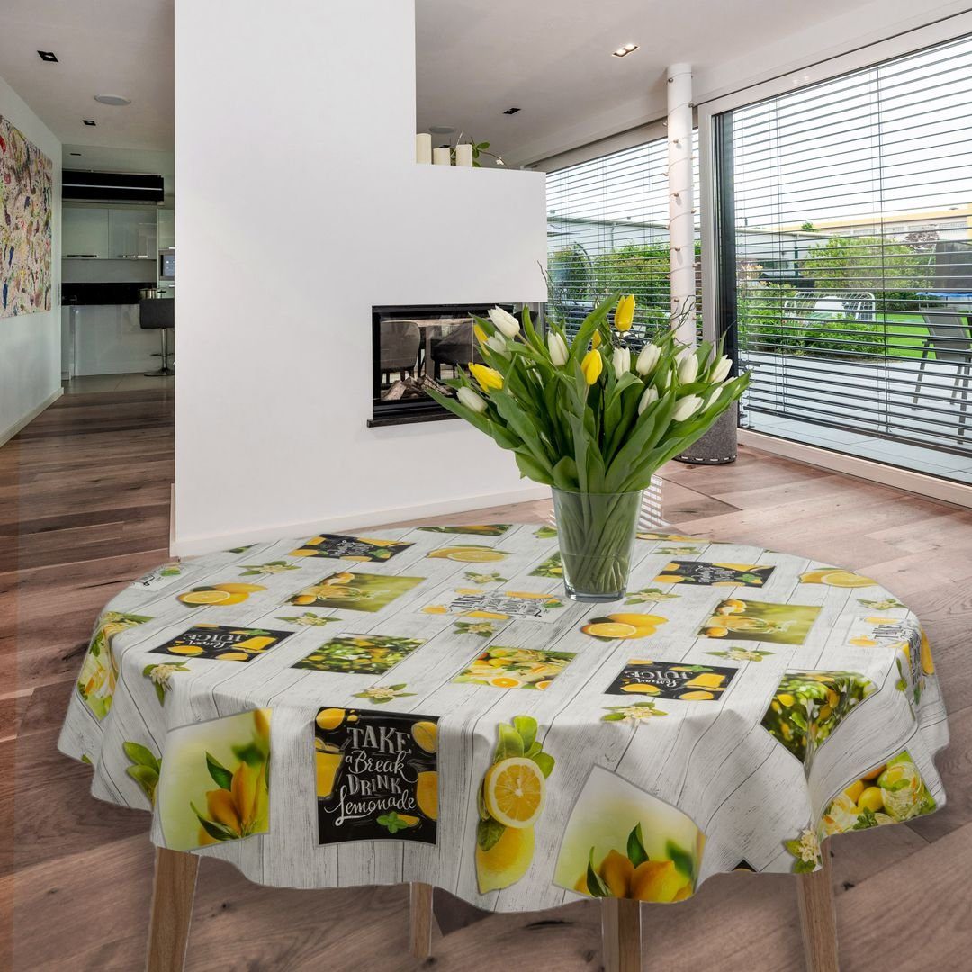 laro Tischdecke Wachstuch-Tischdecken Zitrone Limonade Rund günstig online kaufen