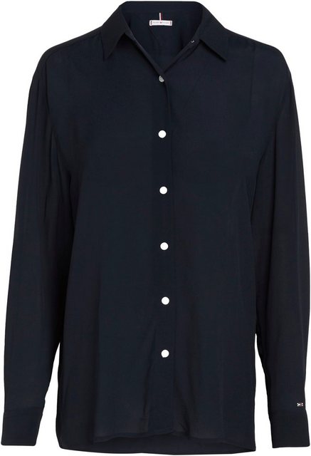 Tommy Hilfiger Hemdbluse VISCOSE CREPE FLUID SHIRT LS mit kleinem Markenlab günstig online kaufen