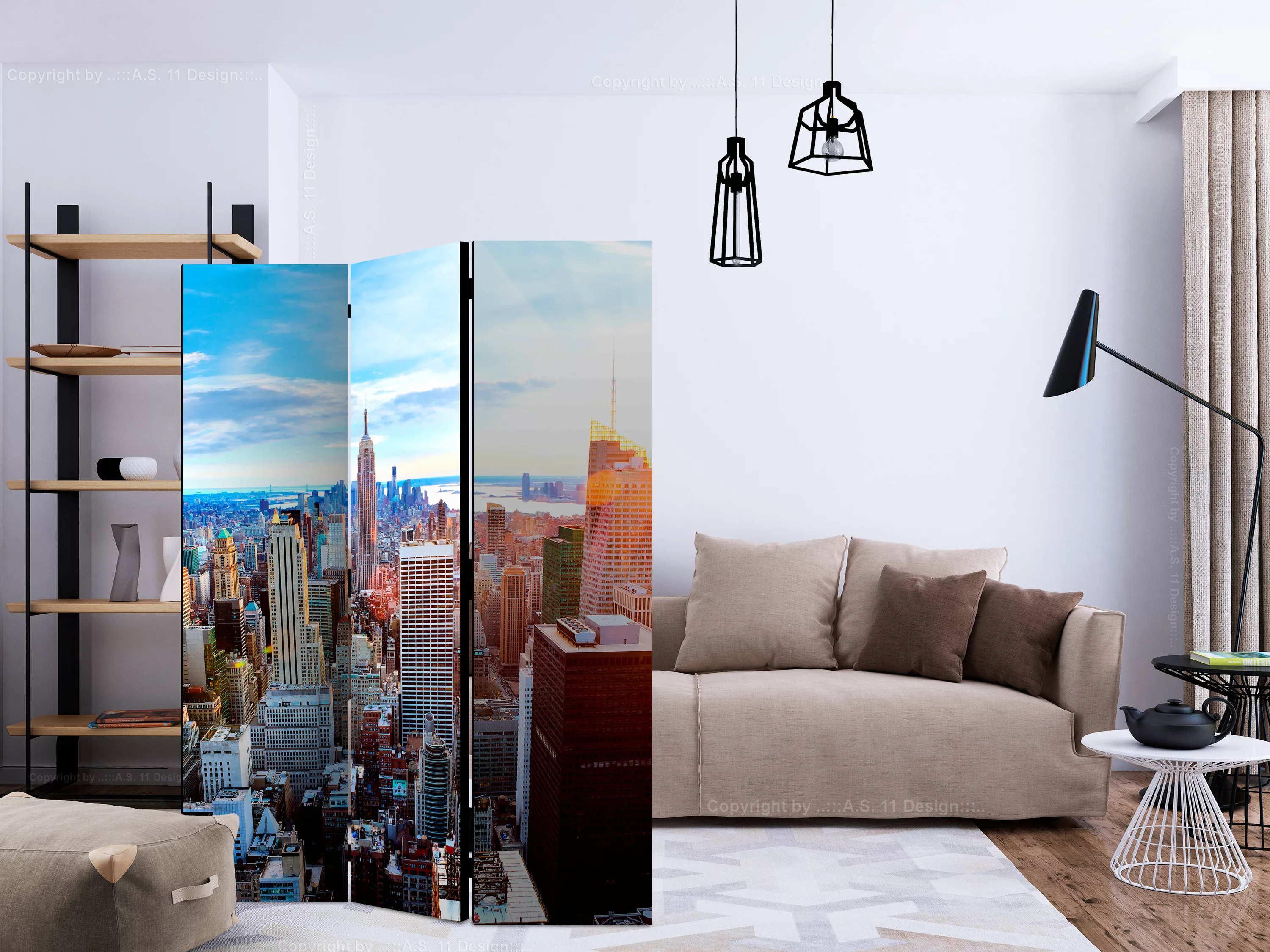 3-teiliges Paravent - Sunrise Over Manhattan [room Dividers] günstig online kaufen