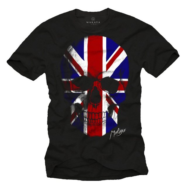 MAKAYA Print-Shirt Union Jack Flagge UK Fahne England Totenkopf Skull TShir günstig online kaufen