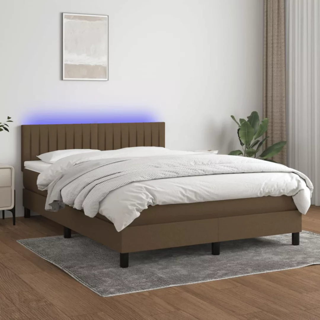 vidaXL Bettgestell Boxspringbett mit Matratze LED Dunkelbraun 140x200 cm St günstig online kaufen