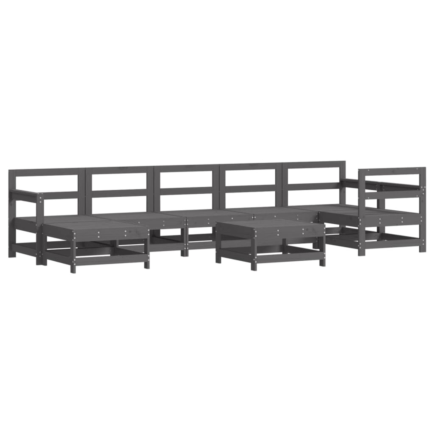 vidaXL 8-tlg Garten-Lounge-Set Grau Massivholz Kiefer Modell 13 günstig online kaufen