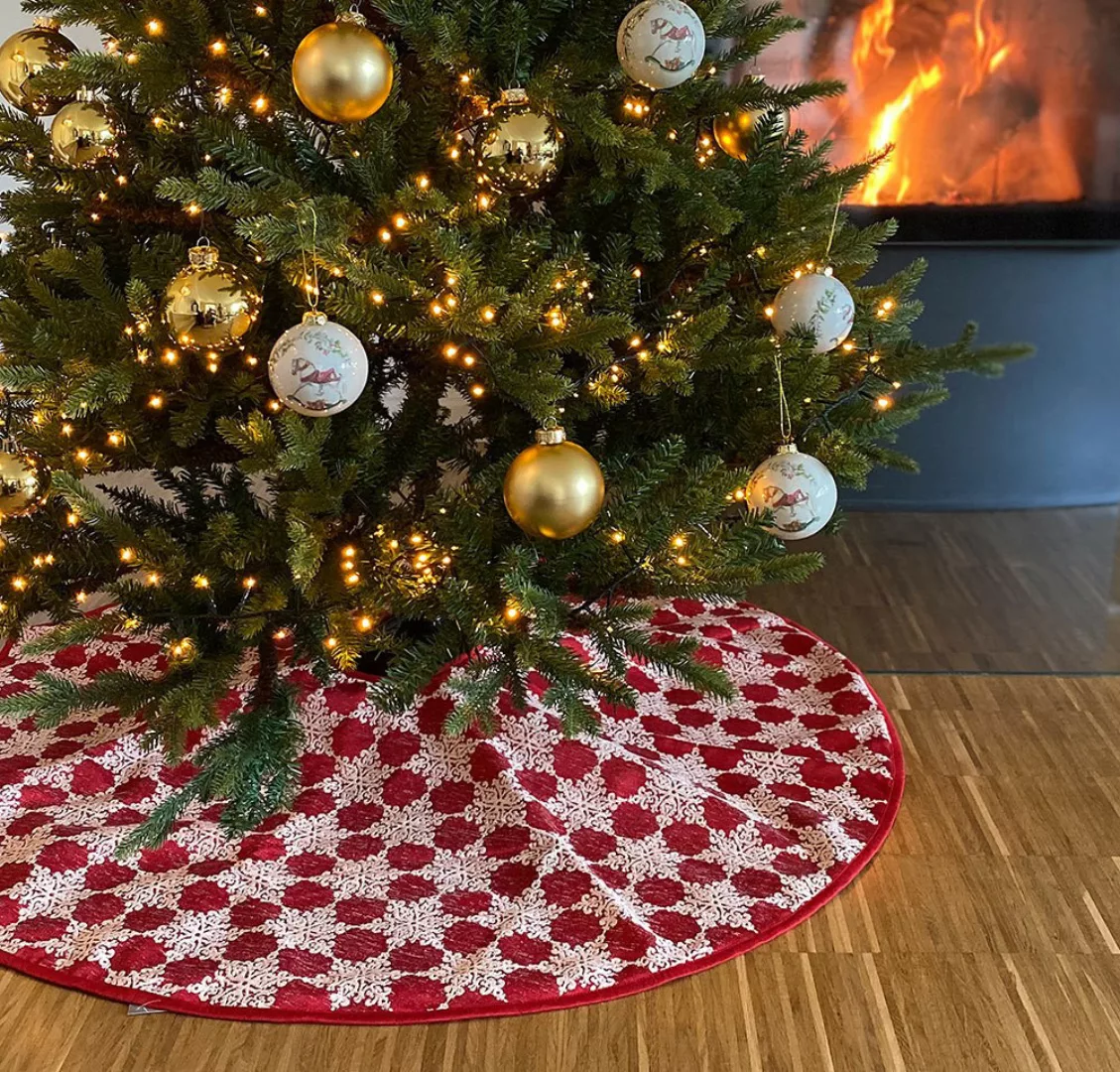 Weihnachtsbaumdecke Schneeflocke Rot Christbaum-Unterlage Christbaumdecke 1 günstig online kaufen