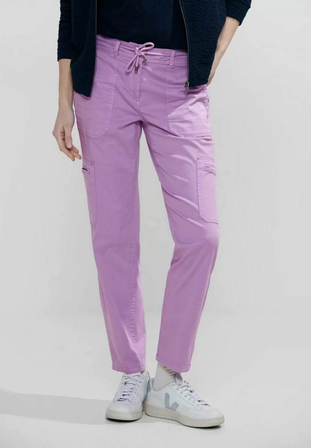 Cecil Cargohose Cecil Casual Fit Cargohose in Sporty Lilac (1-tlg) Tunnelzu günstig online kaufen