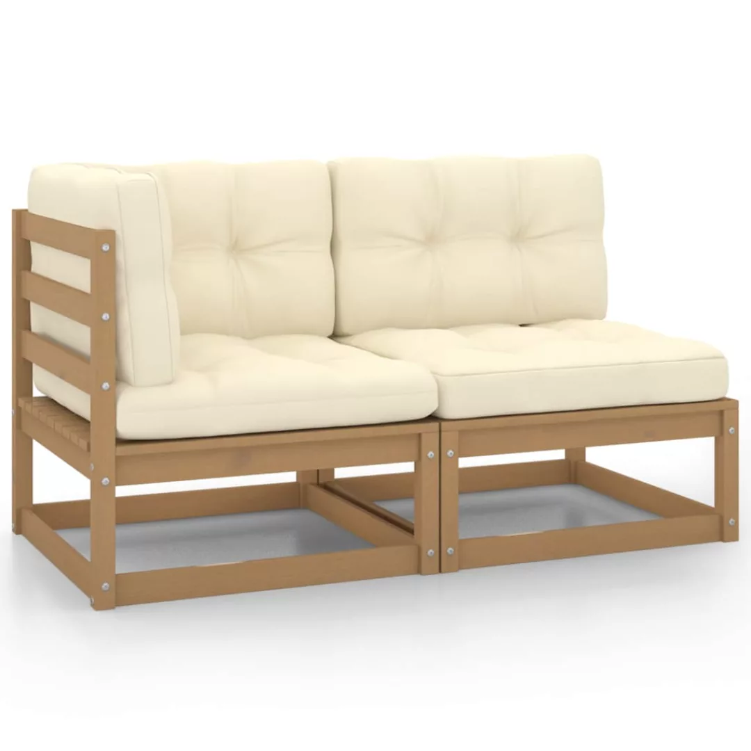 2-tlg. Garten-lounge-set Mit Kissen Honigbraun Massivholz Kiefer günstig online kaufen