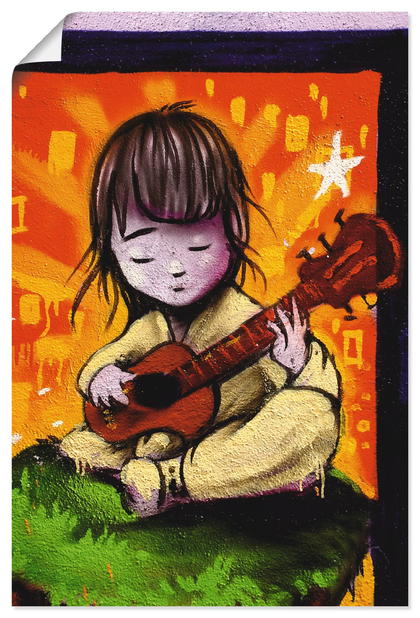 Artland Poster »Junge mit Gitarre - Graffiti«, Kind, (1 St.), als Alubild, günstig online kaufen