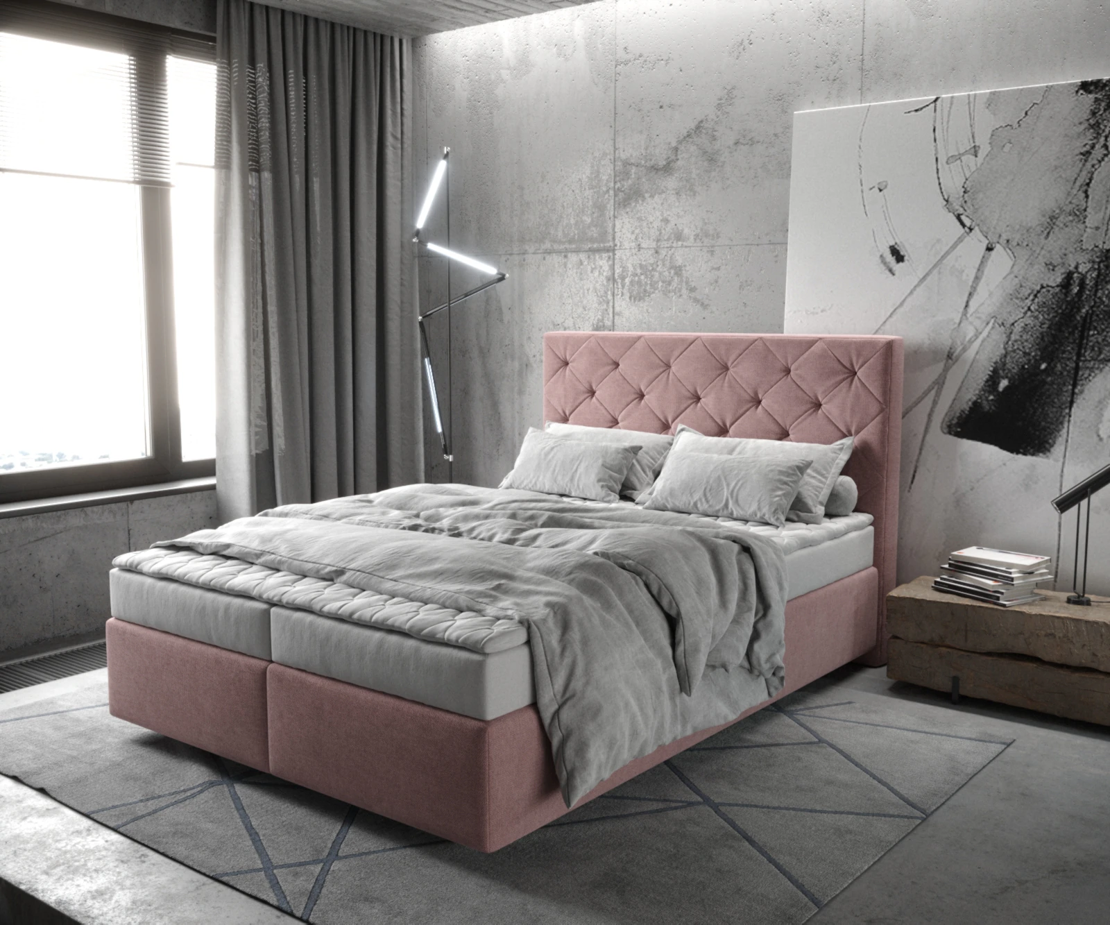 DELIFE Boxspringbett Dream-Great, Mikrofaser Rosé 140x200 cm mit Matratze u günstig online kaufen