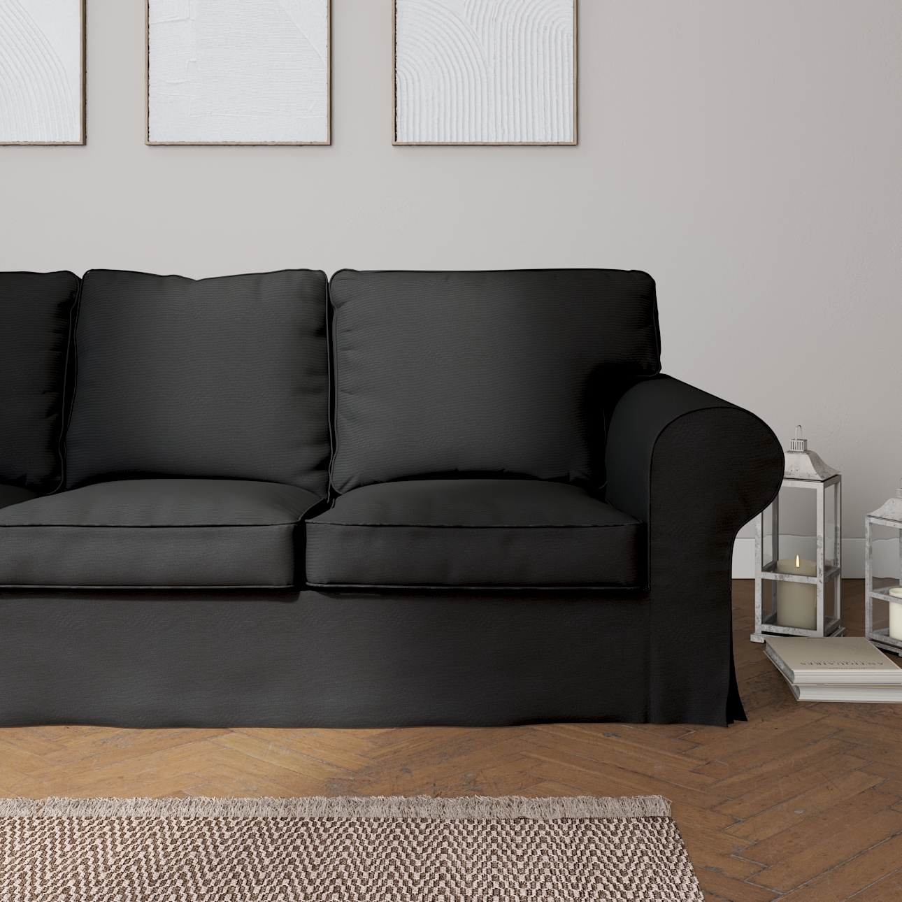 Bezug für Ektorp 3-Sitzer Sofa nicht ausklappbar, schwarz, Sofabezug für Ek günstig online kaufen