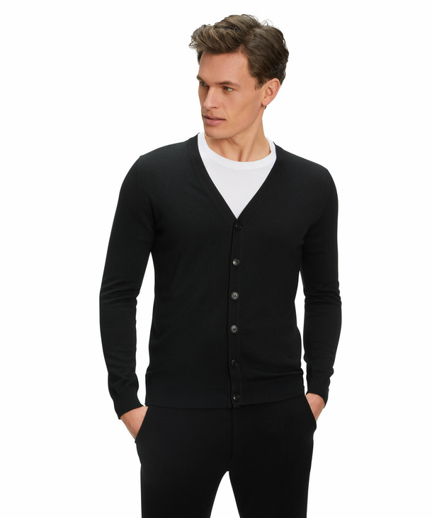 FALKE Herren Cardigan V-Ausschnitt, XL, Schwarz, Uni, Wolle, 60912-300005 günstig online kaufen