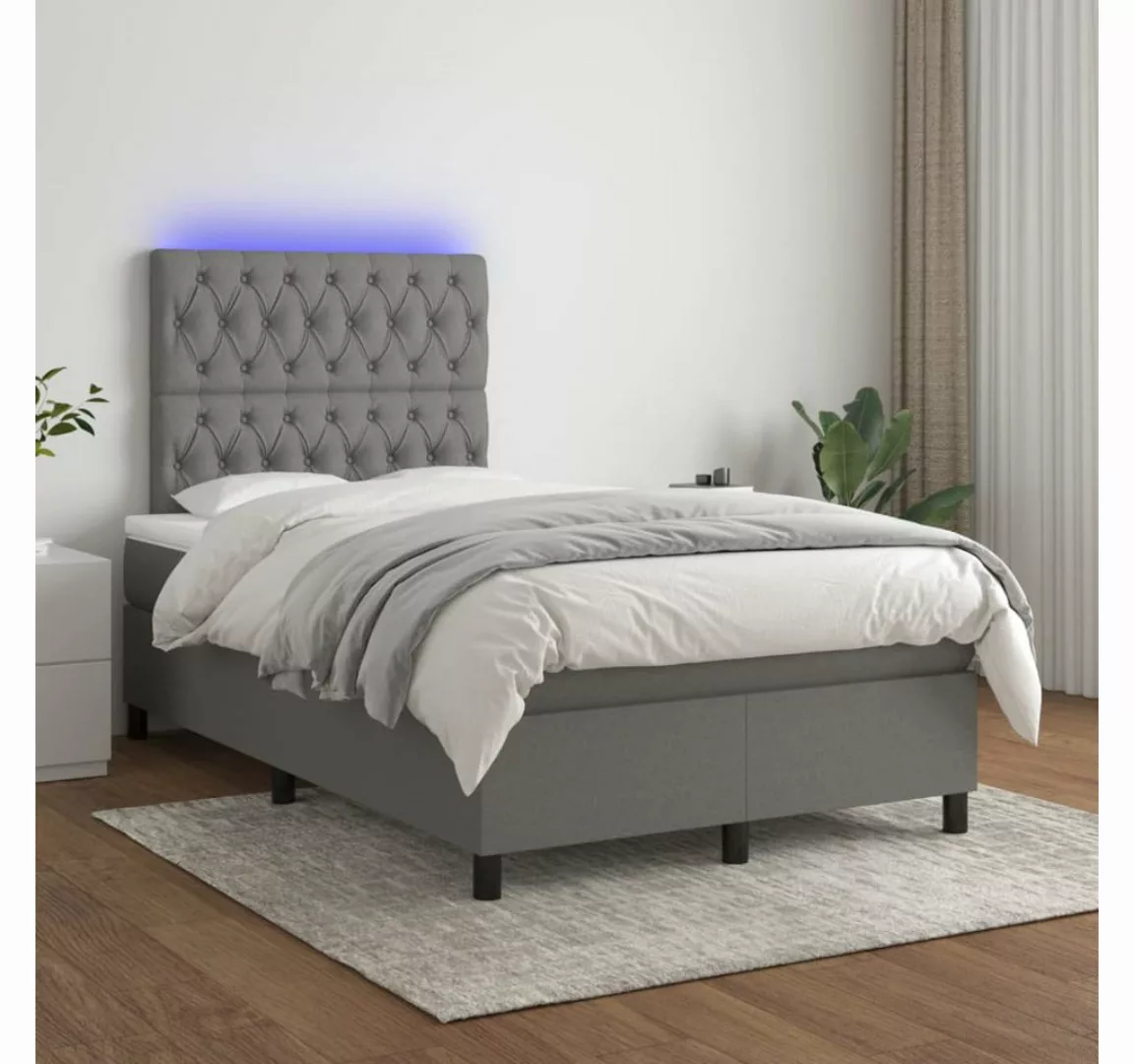 vidaXL Boxspringbett Bett Boxspringbett mit Matratze & LED Stoff (120 x 200 günstig online kaufen