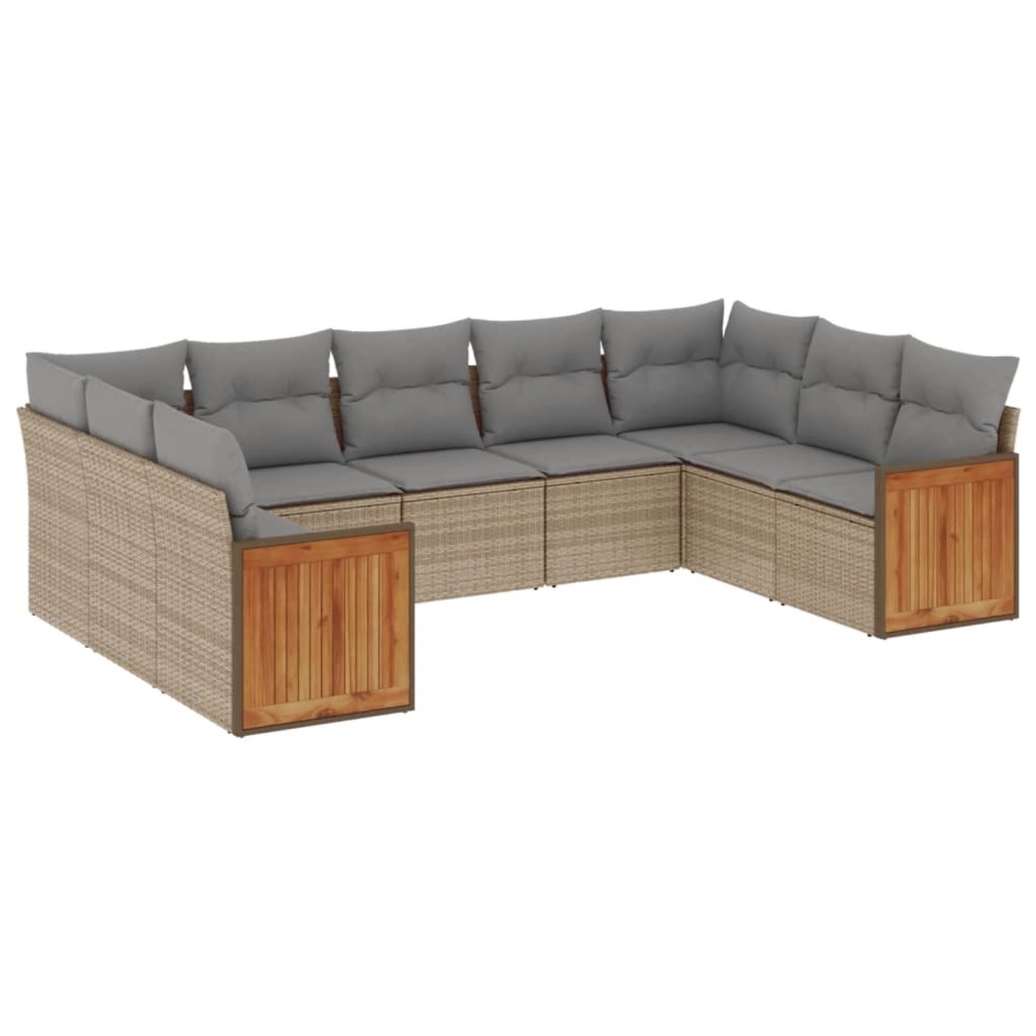 vidaXL 9-Tlg Garten-Sofagarnitur mit Kissen Beige Poly Rattan 3227956 günstig online kaufen