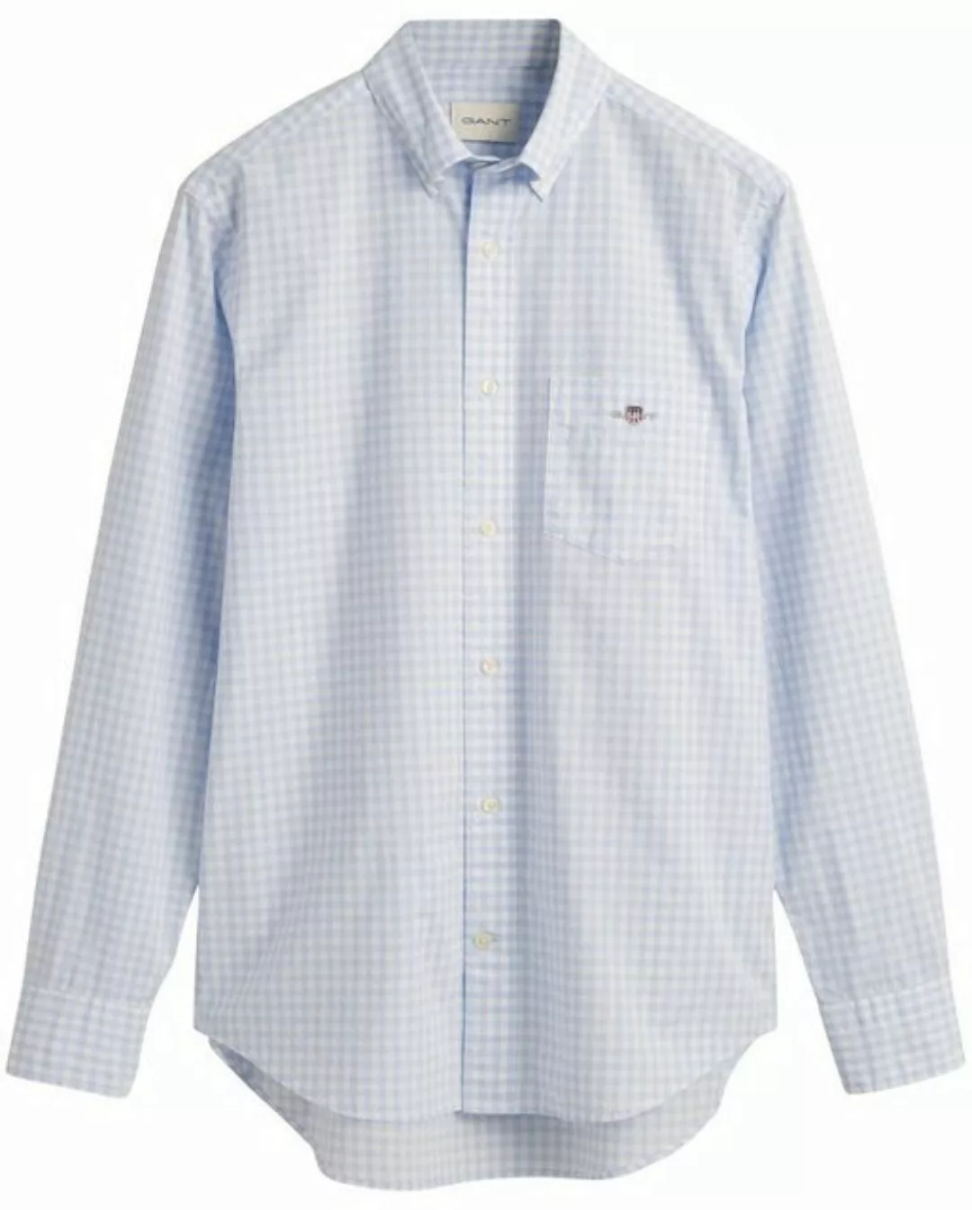 Gant Langarmhemd REG POPLIN GINGHAM SHIRT mit Logostickerei auf der Brust günstig online kaufen