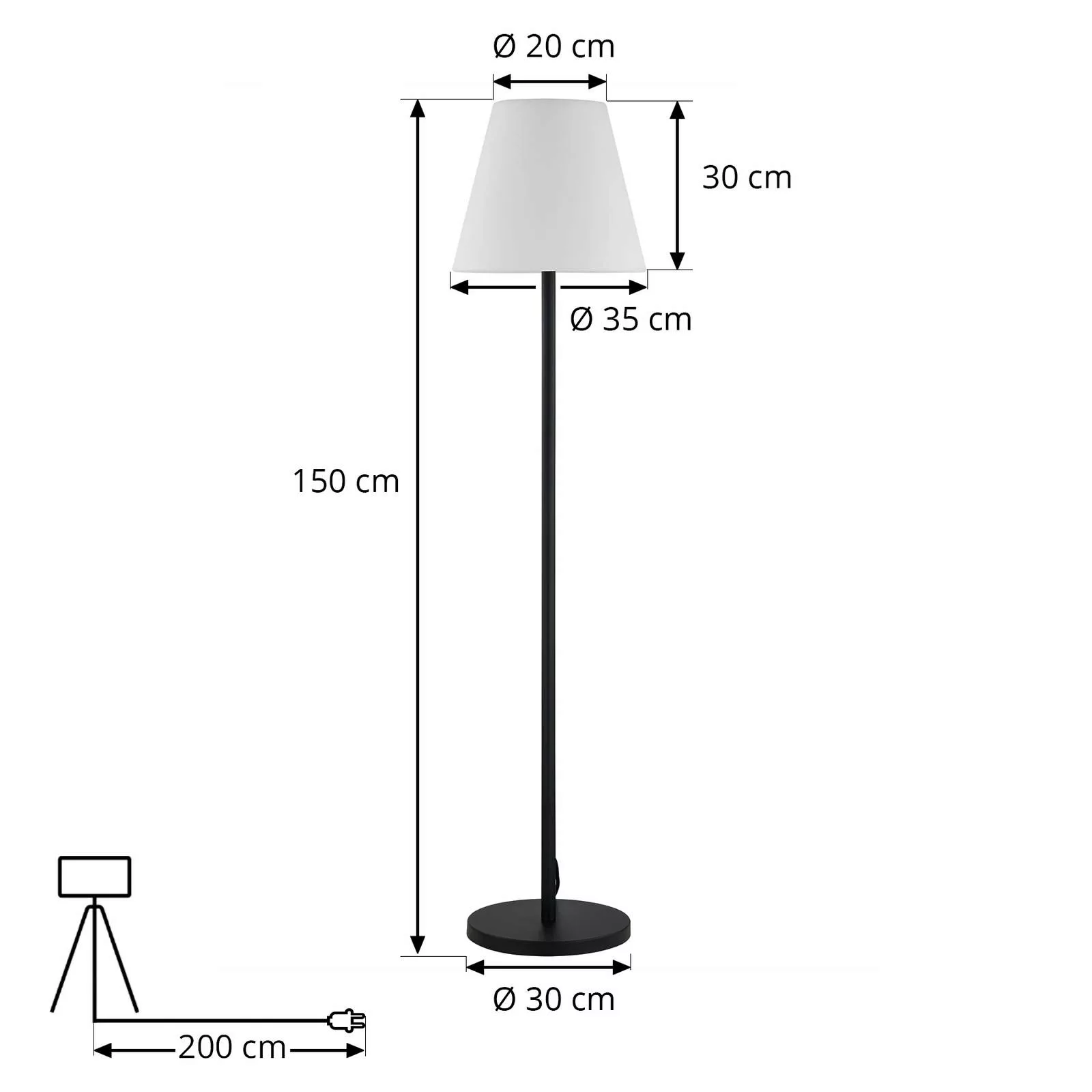 Lucande Terrassenleuchte Jaimy, 150 cm, schwarz, Aluminium günstig online kaufen