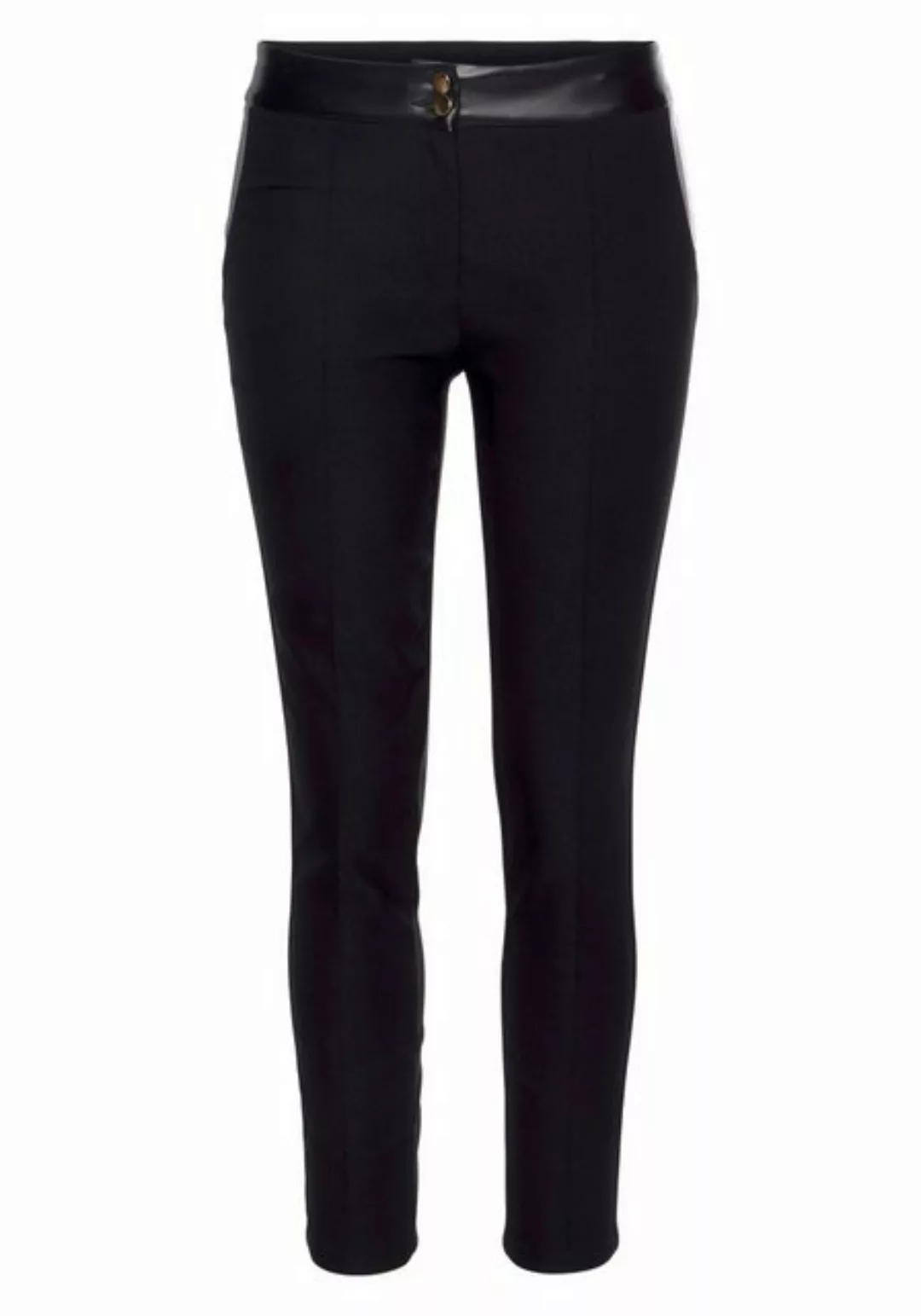 LASCANA Stretch-Hose mit Einsätzen aus Lederimitat, elegante Jerseyhose, ca günstig online kaufen