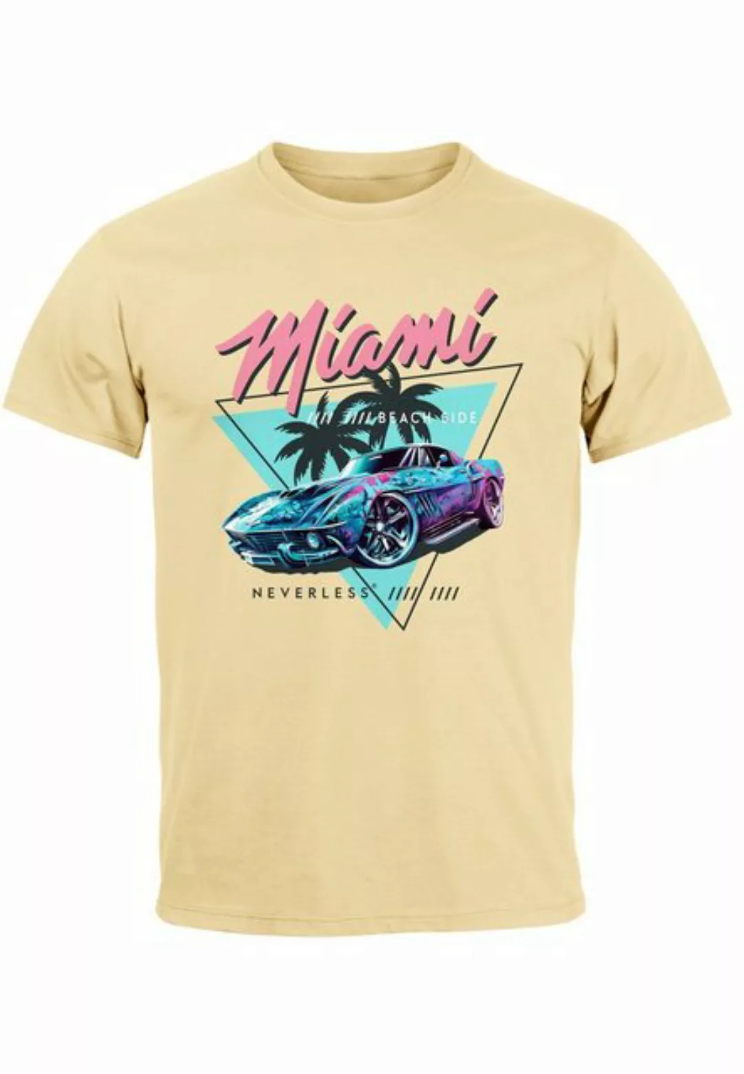 Neverless Print-Shirt Herren T-Shirt Bedruckt Miami Beach Surfing Motiv USA günstig online kaufen