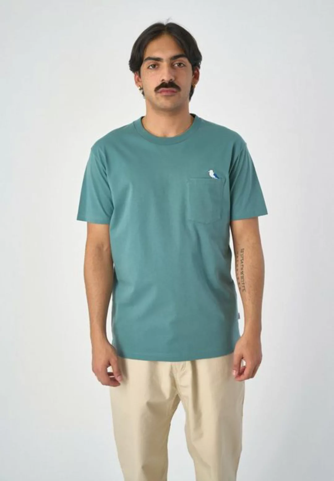 Cleptomanicx T-Shirt Embro Gull Pocket mit lockerem Schnitt günstig online kaufen