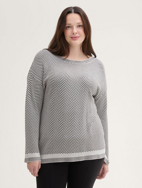 TOM TAILOR PLUS Strickpullover Plus Size - Pullover mit Fischgrätenmuster günstig online kaufen