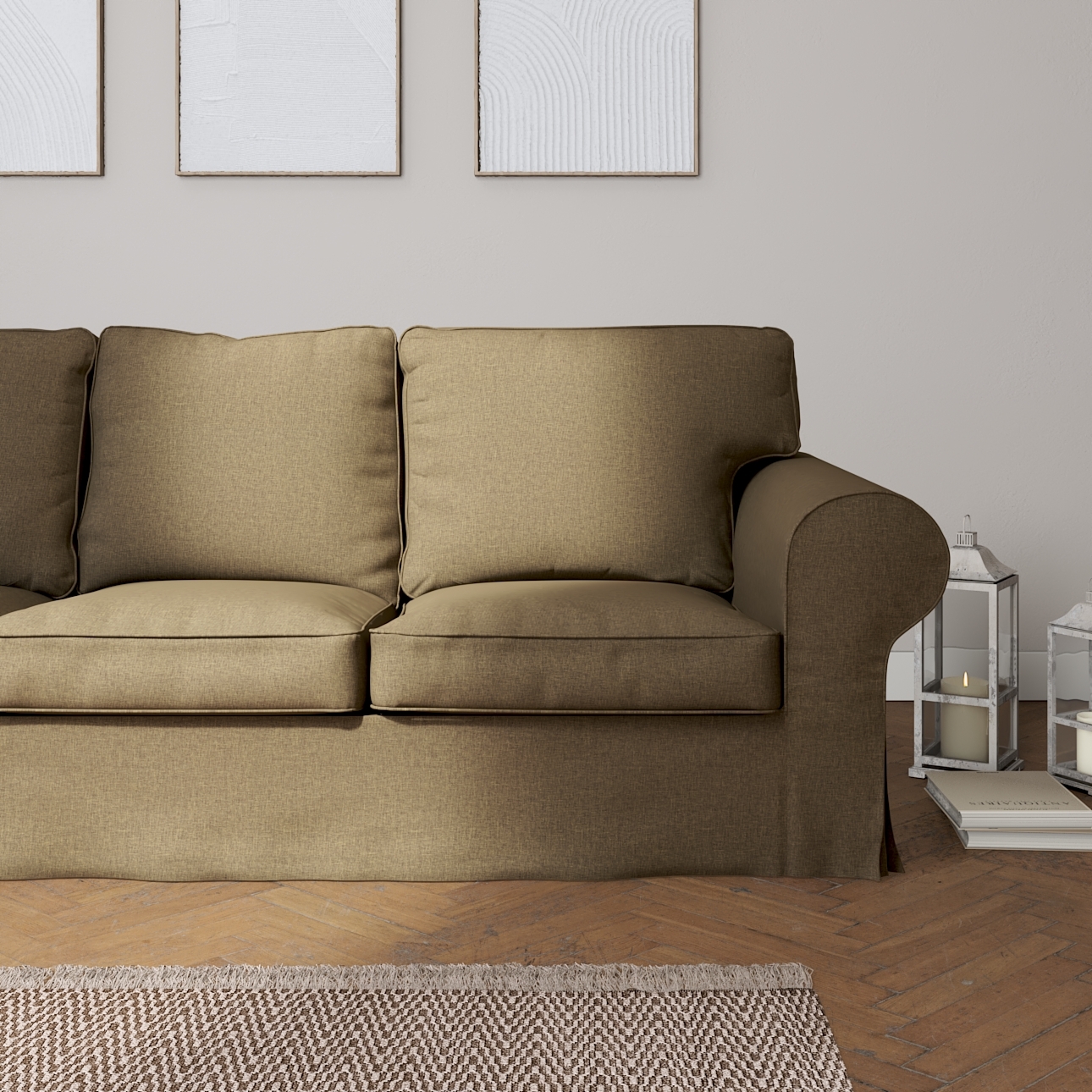 Bezug für Ektorp 3-Sitzer Sofa nicht ausklappbar, grau-braun, Sofabezug für günstig online kaufen