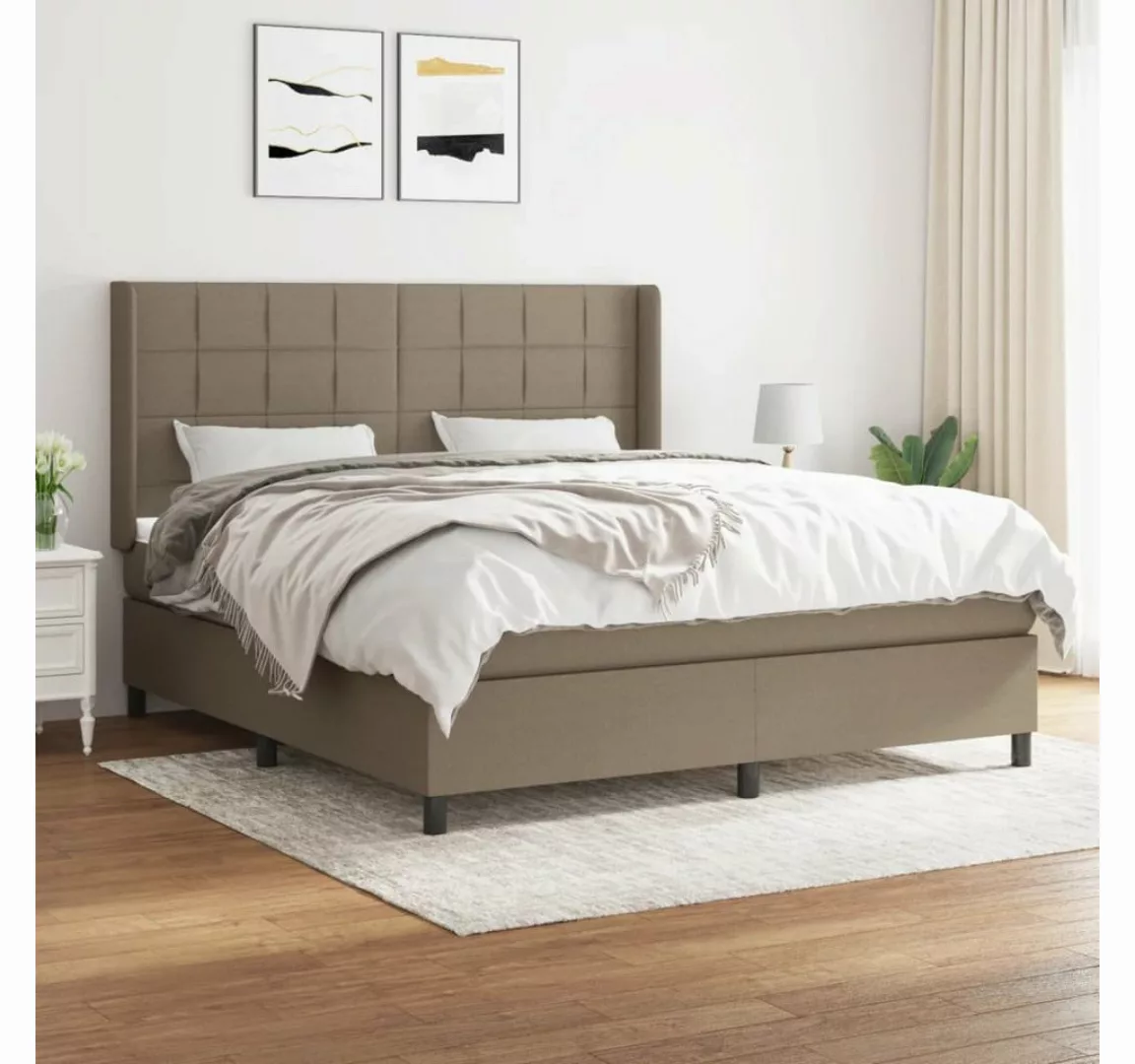 vidaXL Boxspringbett Boxspringbett mit Matratze Taupe 180x200 cm Stoff Bett günstig online kaufen