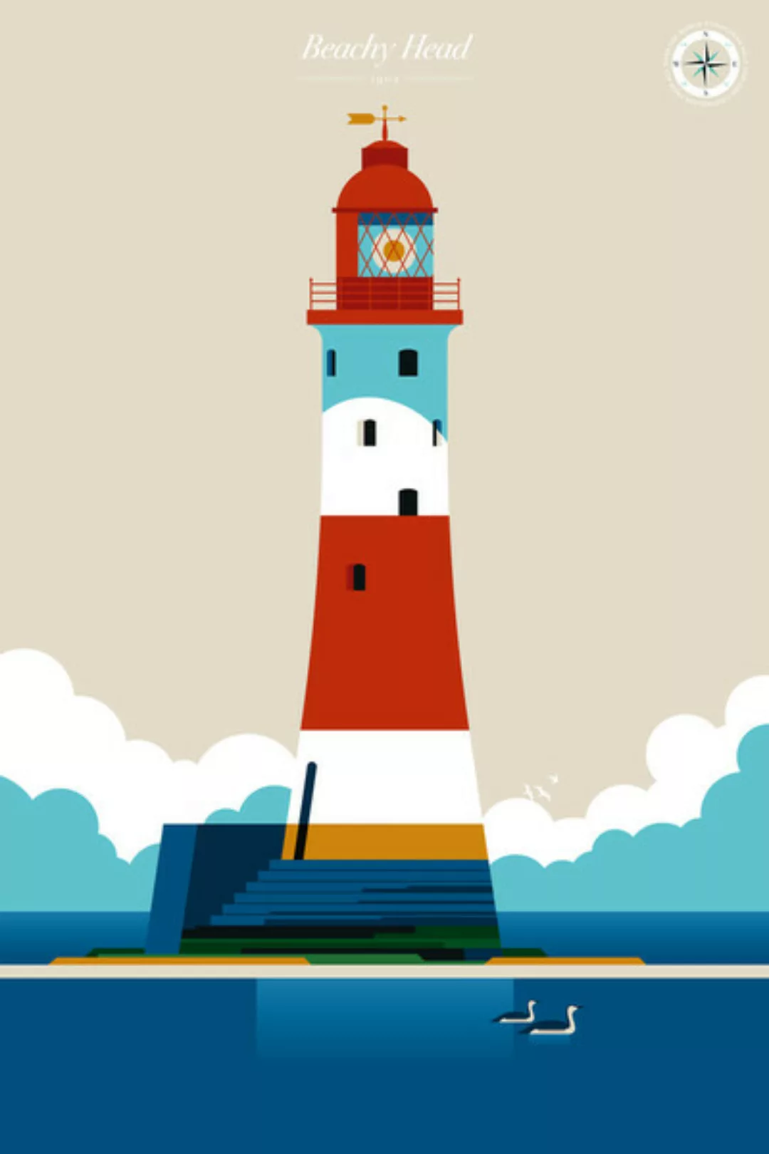 Poster / Leinwandbild - Leuchtturm Beachy Head günstig online kaufen