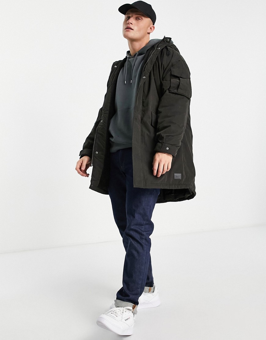 Jack & Jones – Originals – Oversize-Parka in Schwarz mit Taschen günstig online kaufen