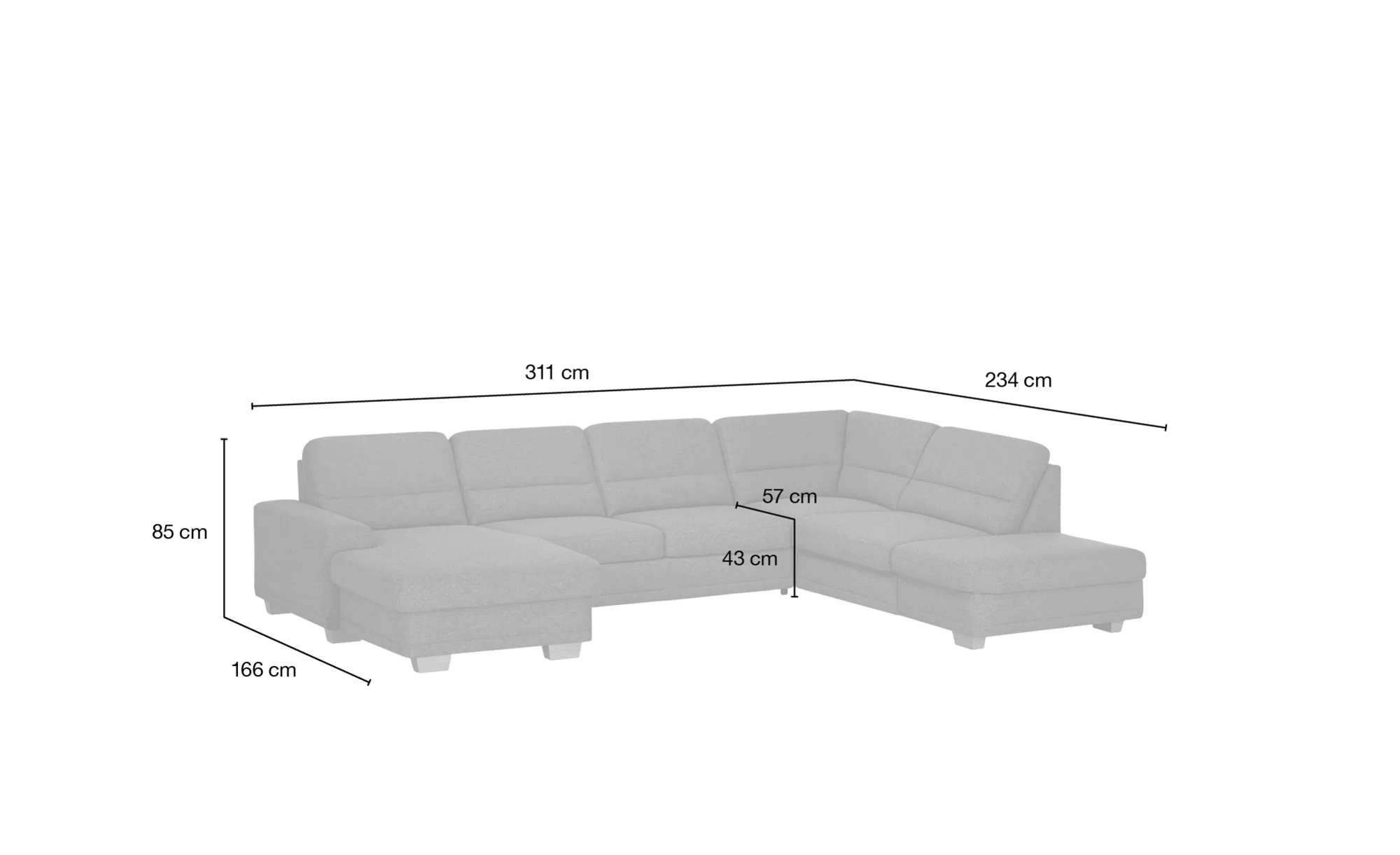 meinSofa Wohnlandschaft  Marc ¦ grün ¦ Maße (cm): B: 311 H: 85 T: 234 Polst günstig online kaufen