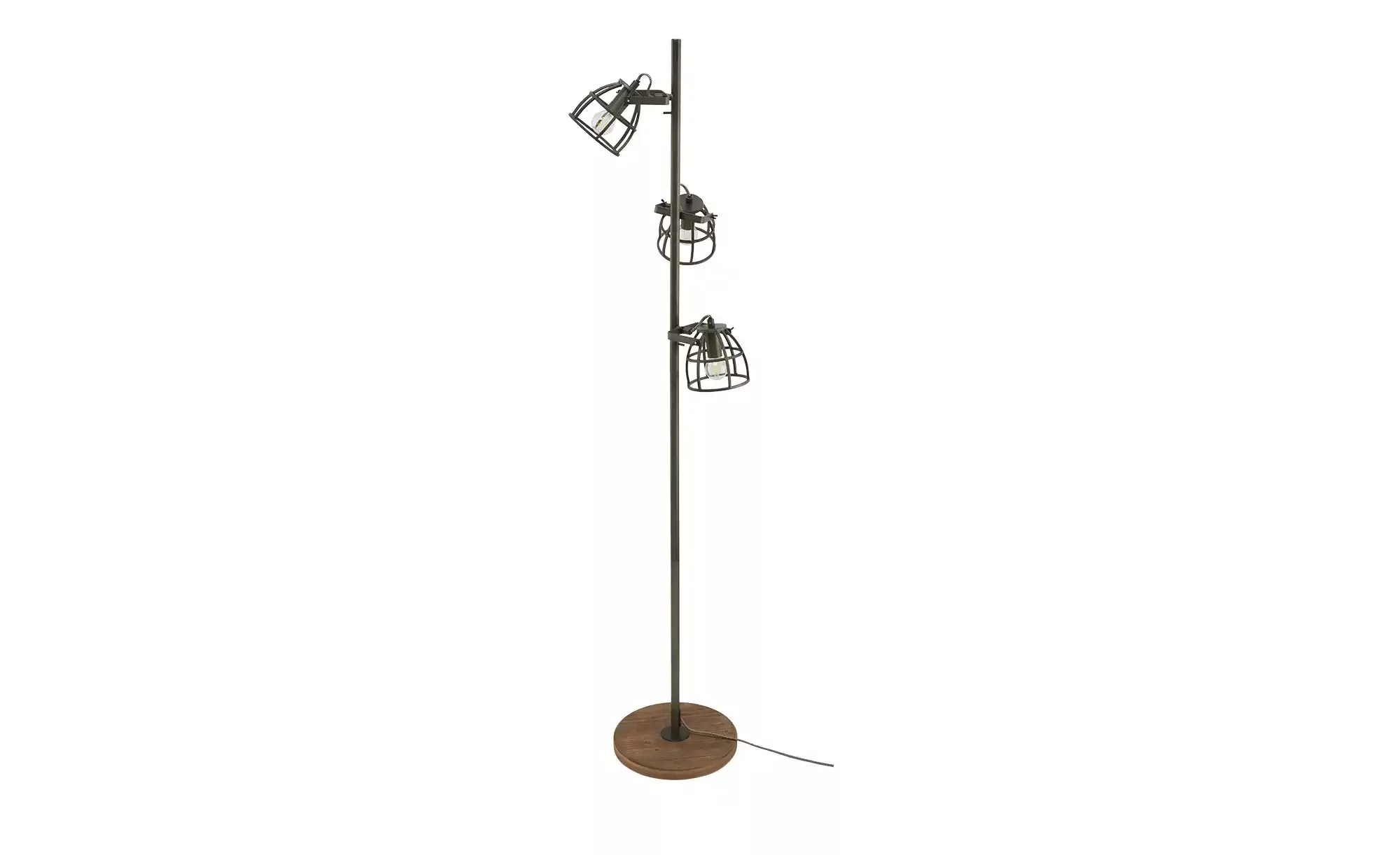 Stehleuchte, 3-flammig, schwarz/Holz ¦ holzfarben ¦ Maße (cm): H: 150 Lampe günstig online kaufen