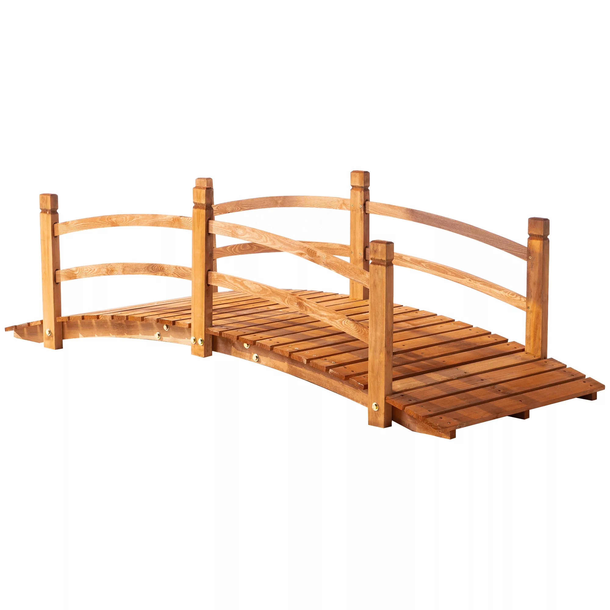 Outsunny Gartenbrücke Holzbrücke 185m mit Geländer bis 200kg massiv, ideal günstig online kaufen