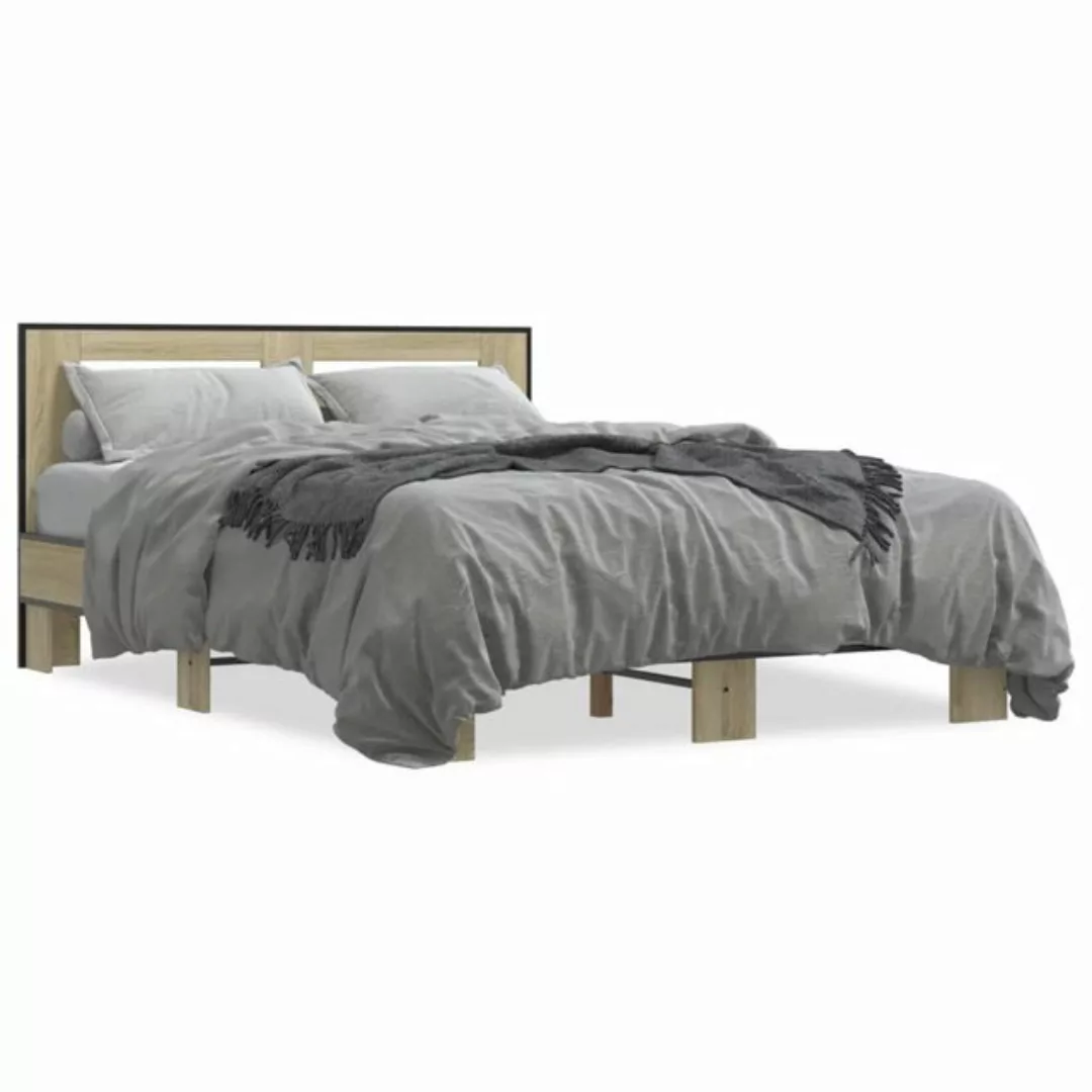 vidaXL Bett Bettgestell Grau Sonoma 150x200 cm Holzwerkstoff günstig online kaufen