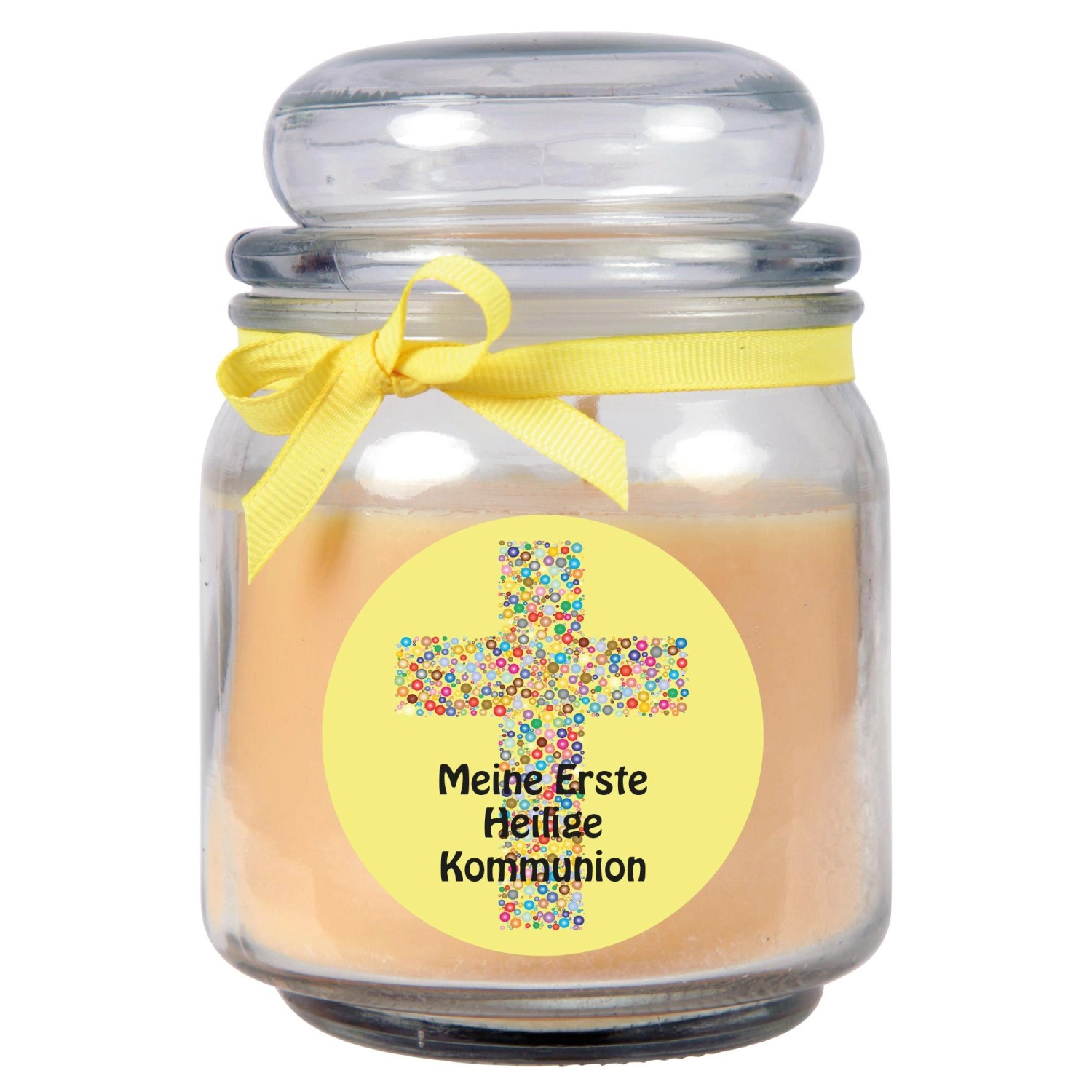 HS Candle Duftkerze & Glas Kommunion Vanille Gelb günstig online kaufen