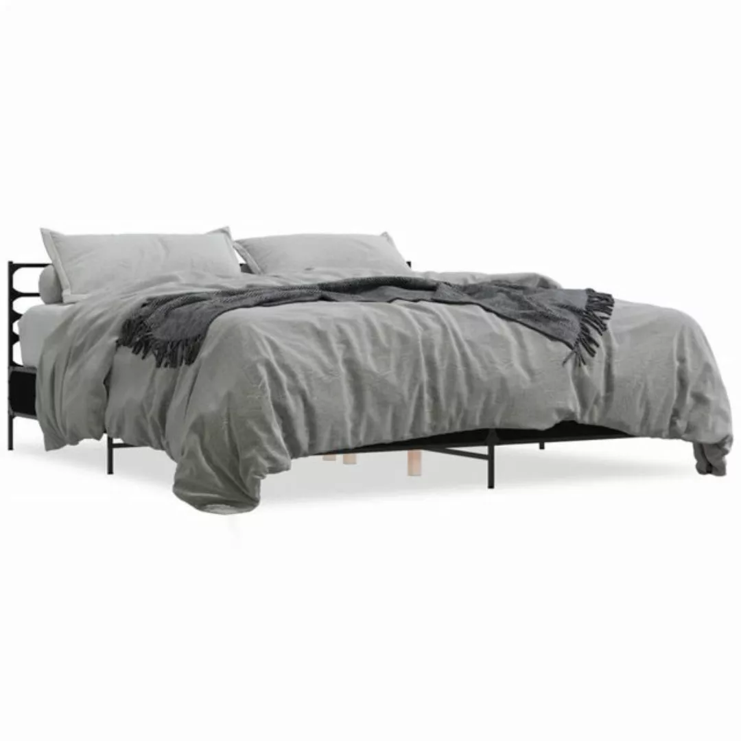 vidaXL Bett Bettgestell Braun Eichen-Optik 200x200 cm Holzwerkstoff Metall günstig online kaufen