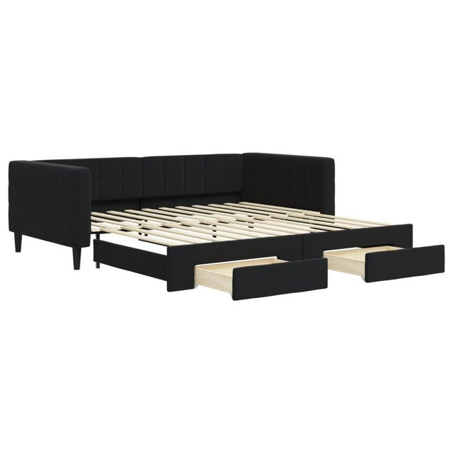 furnicato Bett Tagesbett Ausziehbar mit Schubladen Schwarz 100x200 cm Samt günstig online kaufen