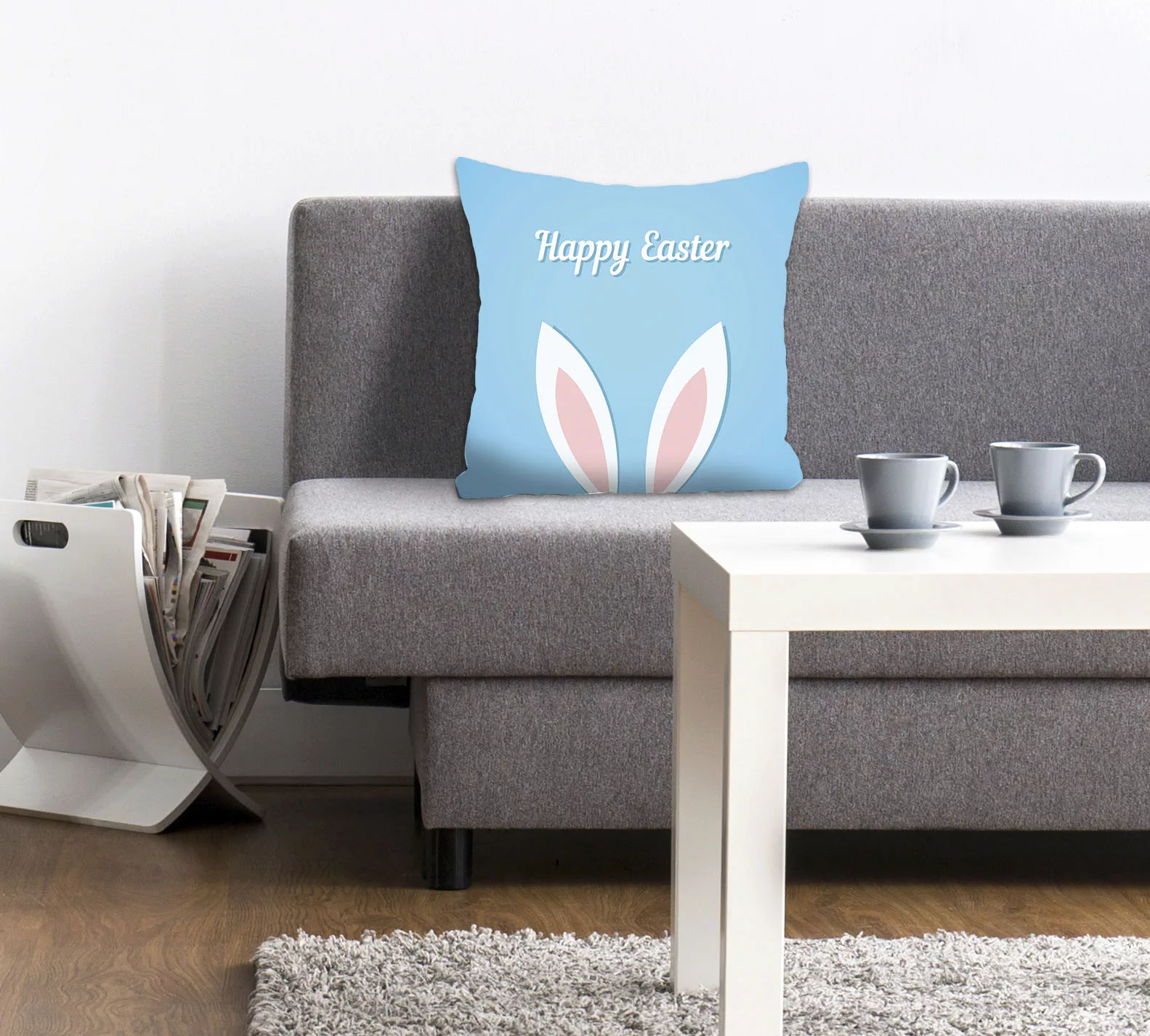 queence Dekokissen »Happy Easter blue«, mit einem österlichen Schriftzug, K günstig online kaufen