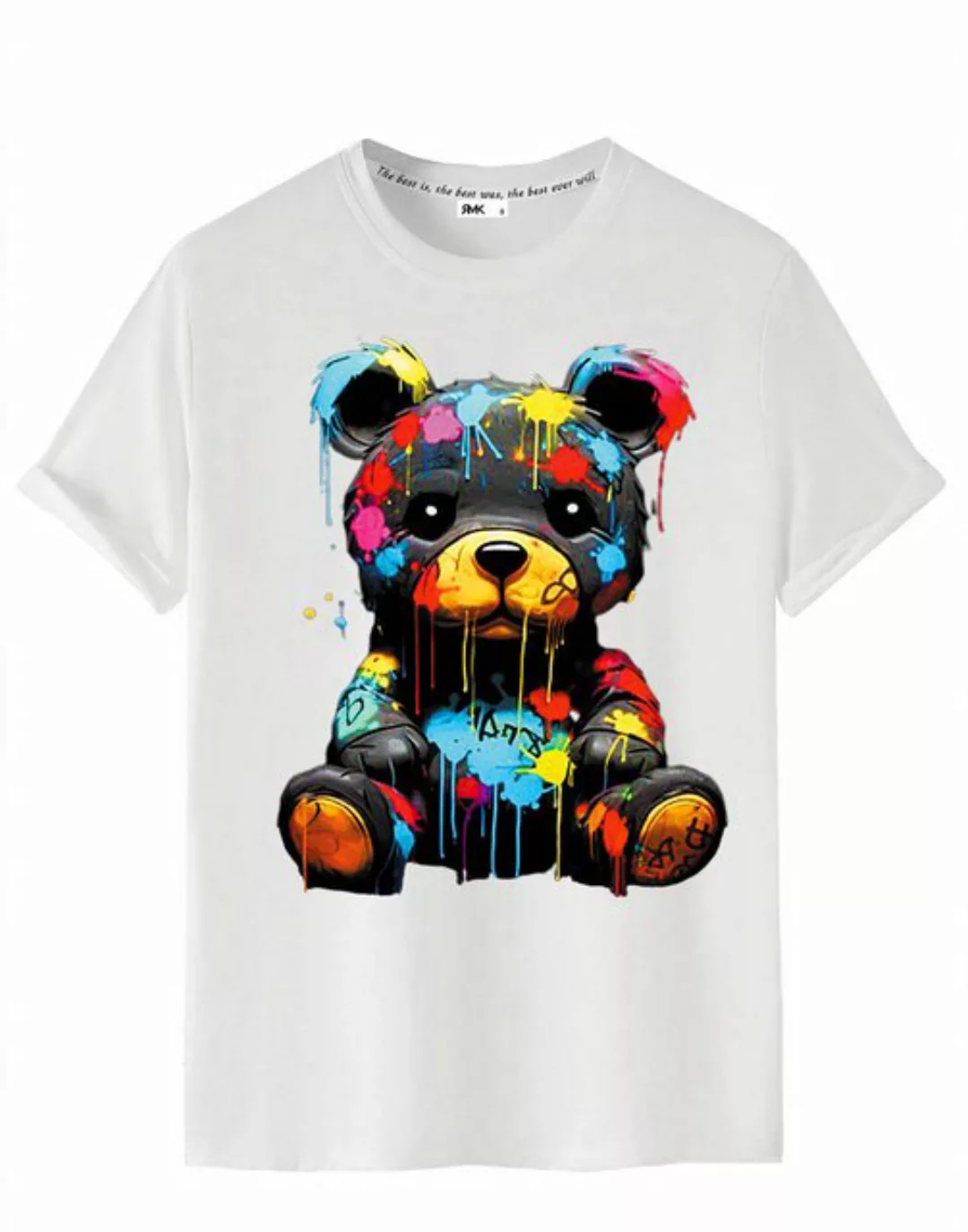 RMK T-Shirt Herren kurzarm Shirt Basic Rundhals mit Teddybär Bär günstig online kaufen