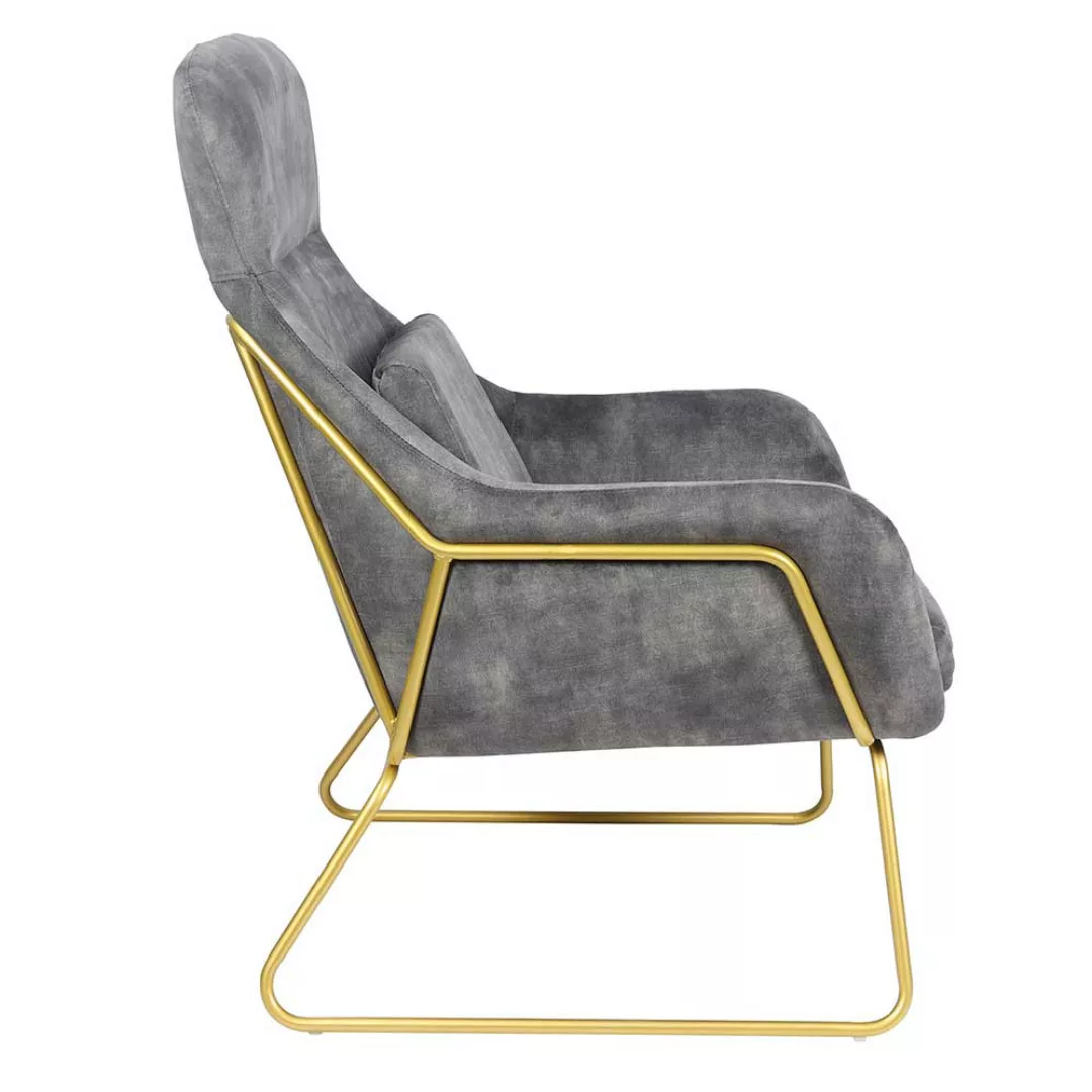 Extravaganter Sessel in Grau Samtvelours und Metall günstig online kaufen