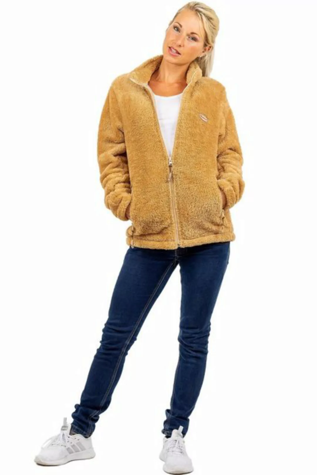 Reichstadt Fleecejacke Kuschelige Flauschige Jacke 22RSW002 Camel 4XL mit S günstig online kaufen