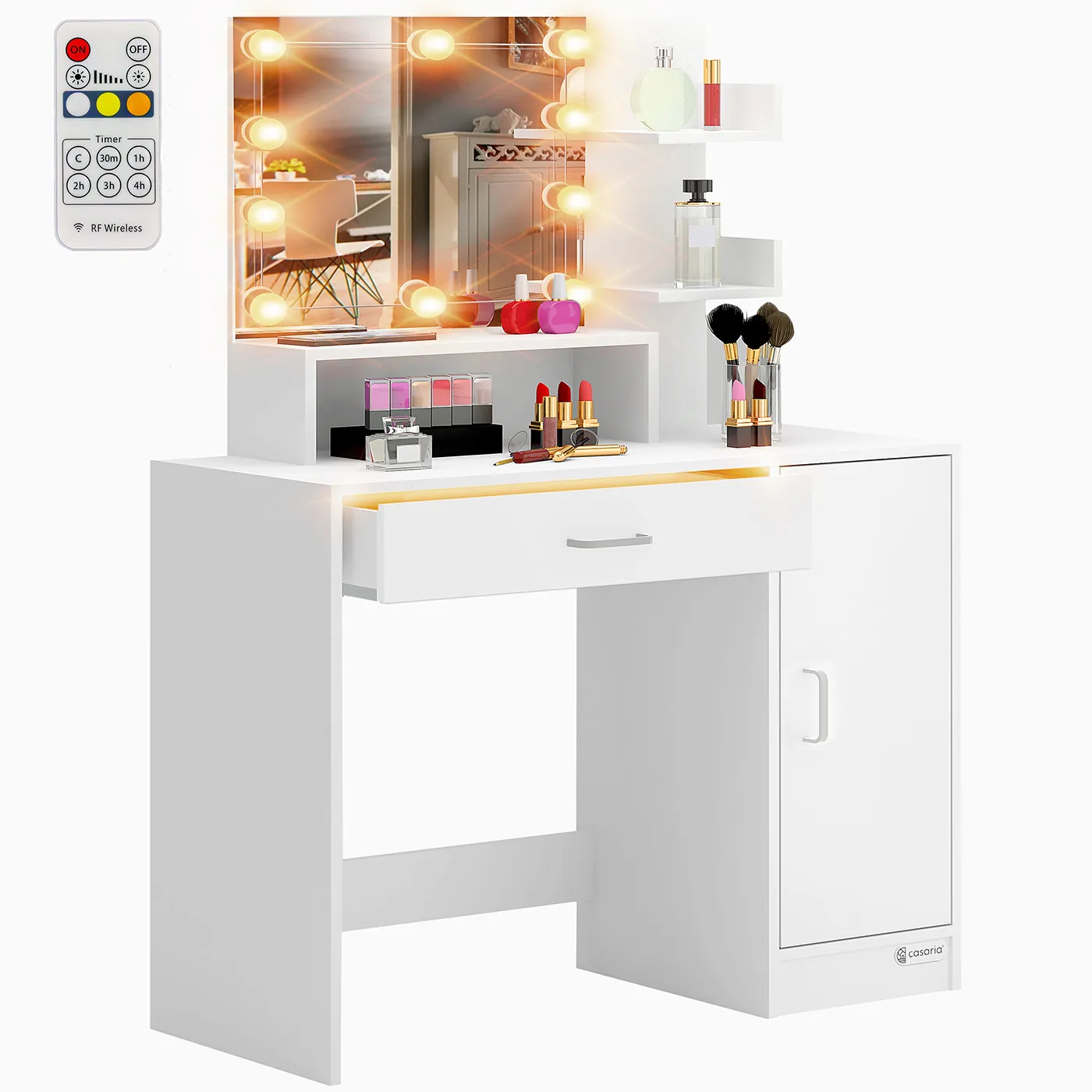 Schminktisch Jocelyn Weiß 140x90x40cm LED günstig online kaufen