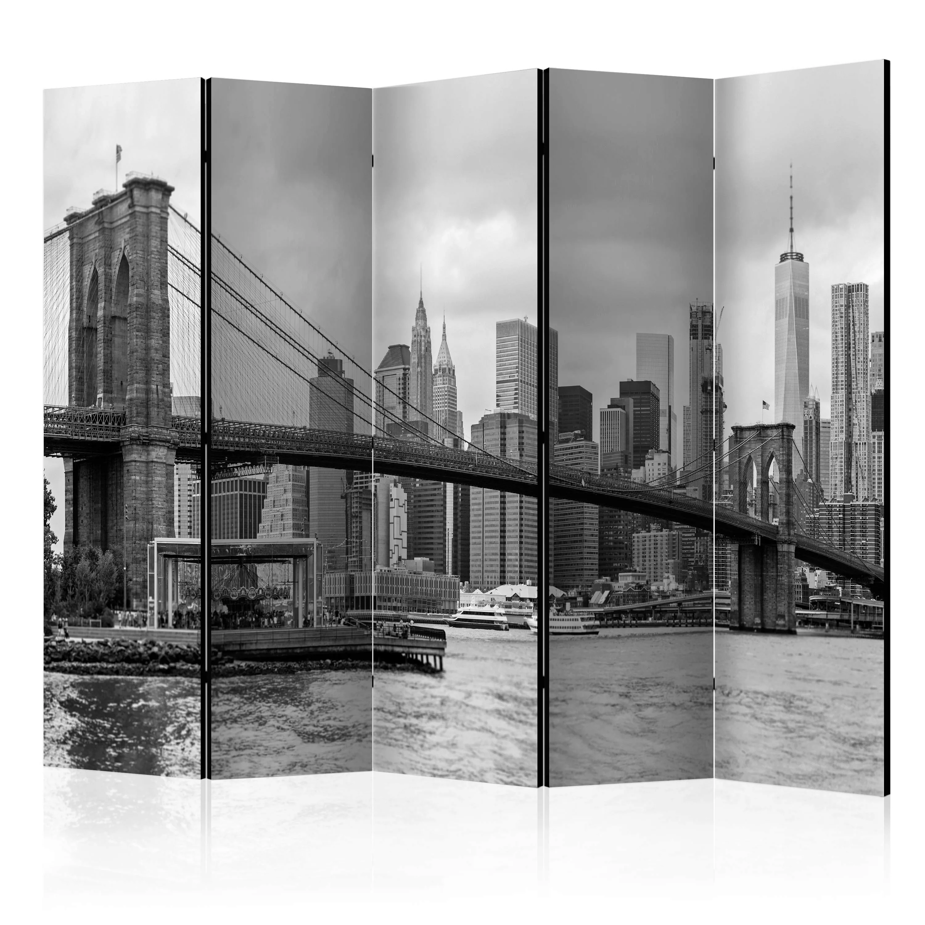 5-teiliges Paravent - Road To Manhattan (black And White) Ii [room Dividers günstig online kaufen