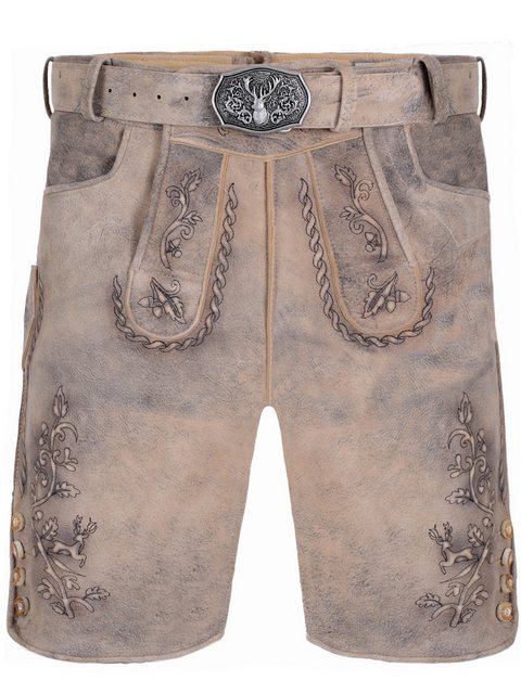 FUCHS Trachtenjacke Trachtenlederhose kurz Günther sand (2-St) inkl. Gürtel günstig online kaufen