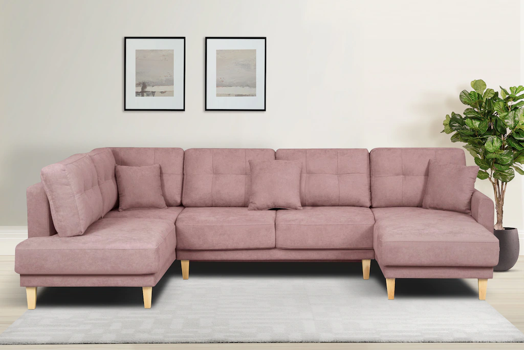 Home affaire Wohnlandschaft "TRIPLO U-Form wahlweise mit Schlaffunktion, B/ günstig online kaufen