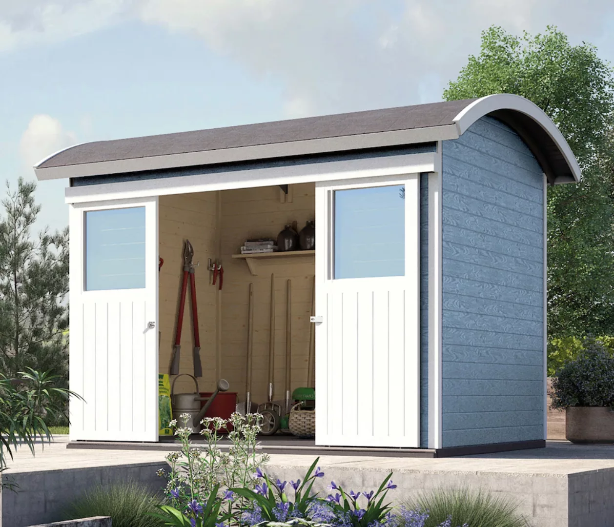 Weka Holz-Gartenhaus Tonnendach Lasiert 295 cm x 241 cm günstig online kaufen