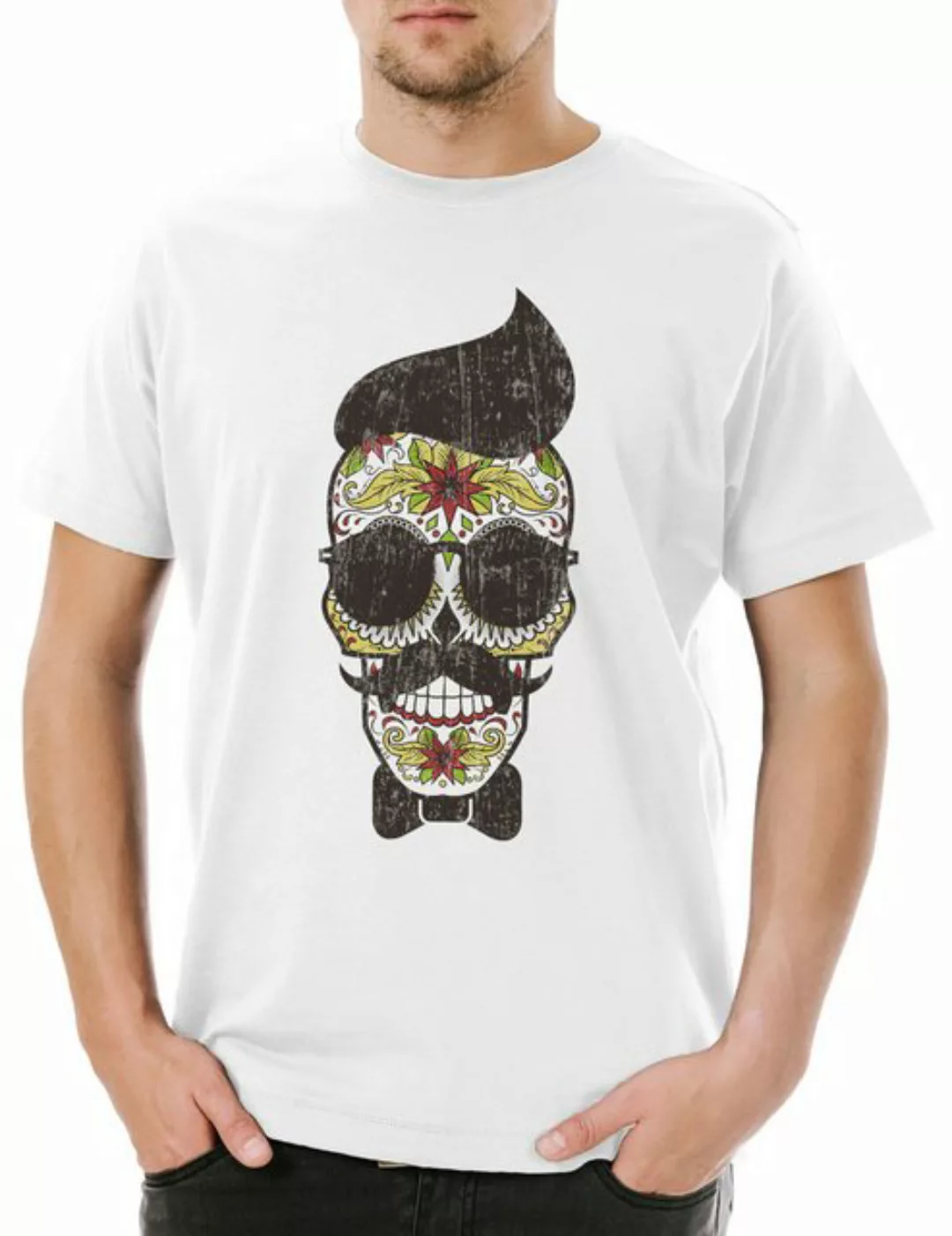 Urban Backwoods Print-Shirt Sugar Skull Hipster Herren T-Shirt Schädel Mexi günstig online kaufen