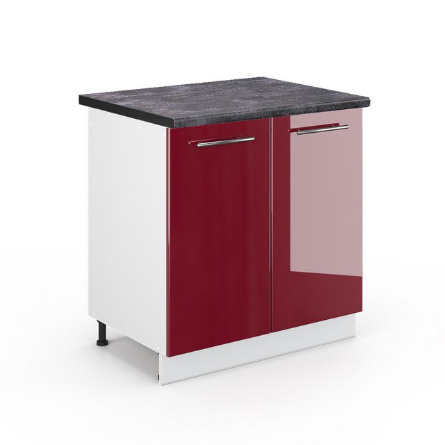 Vicco Spülenunterschrank Fame-Line, Bordeaux Hochglanz/Weiß, 80 cm, AP Anth günstig online kaufen