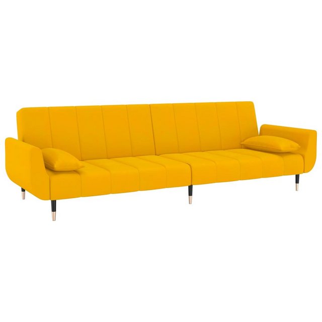 vidaXL Sofa Schlafsofa 2-Sitzer mit 2 Kissen Gelb Samt Schlafcouch Schlaffu günstig online kaufen