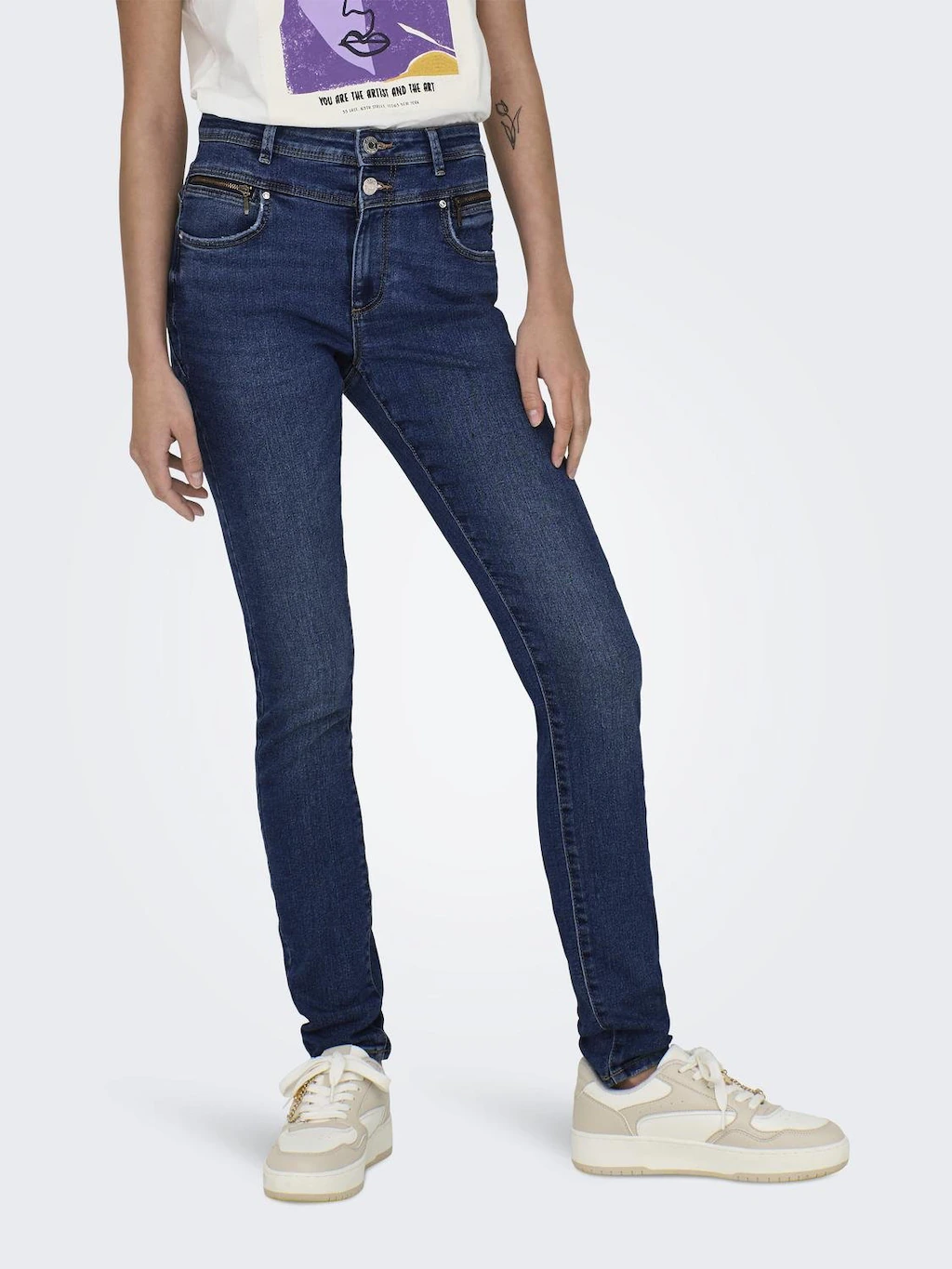 ONLY Skinny-fit-Jeans "ONLDAISY HW DB YOKE ZIP SKINNY DNM PIM" günstig online kaufen